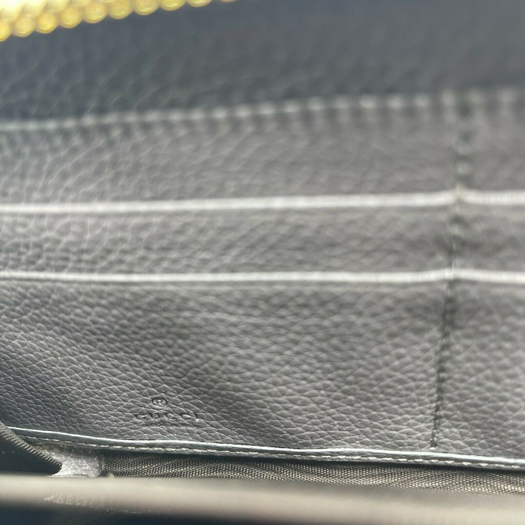 Gucci Zumi Grey Leather Zip Around with Metal GG Logo Wallet