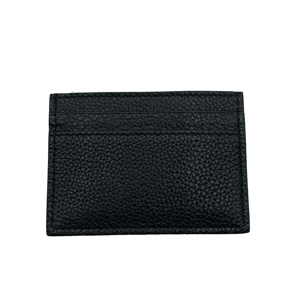 Gucci Zumi Black Leather Card Holder Wallet Metal GG Logo w/Box