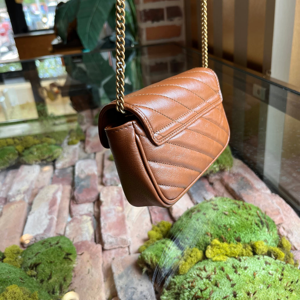 GUCCI GG Marmont Super Mini Azalea Calfskin Leather Crossbody Bag