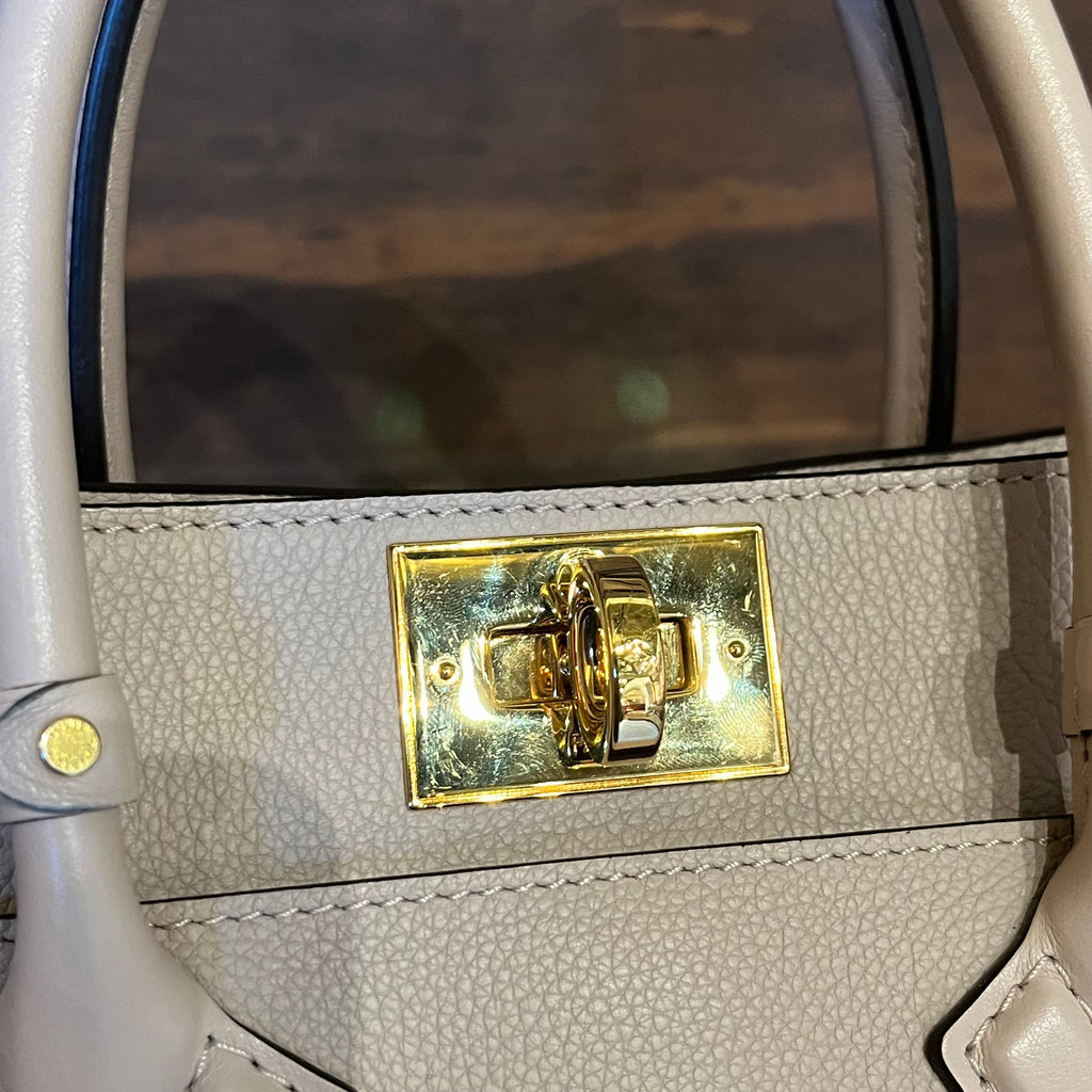 LOUIS VUITTON OnMySide PM Greige Calf Leather Top Handle