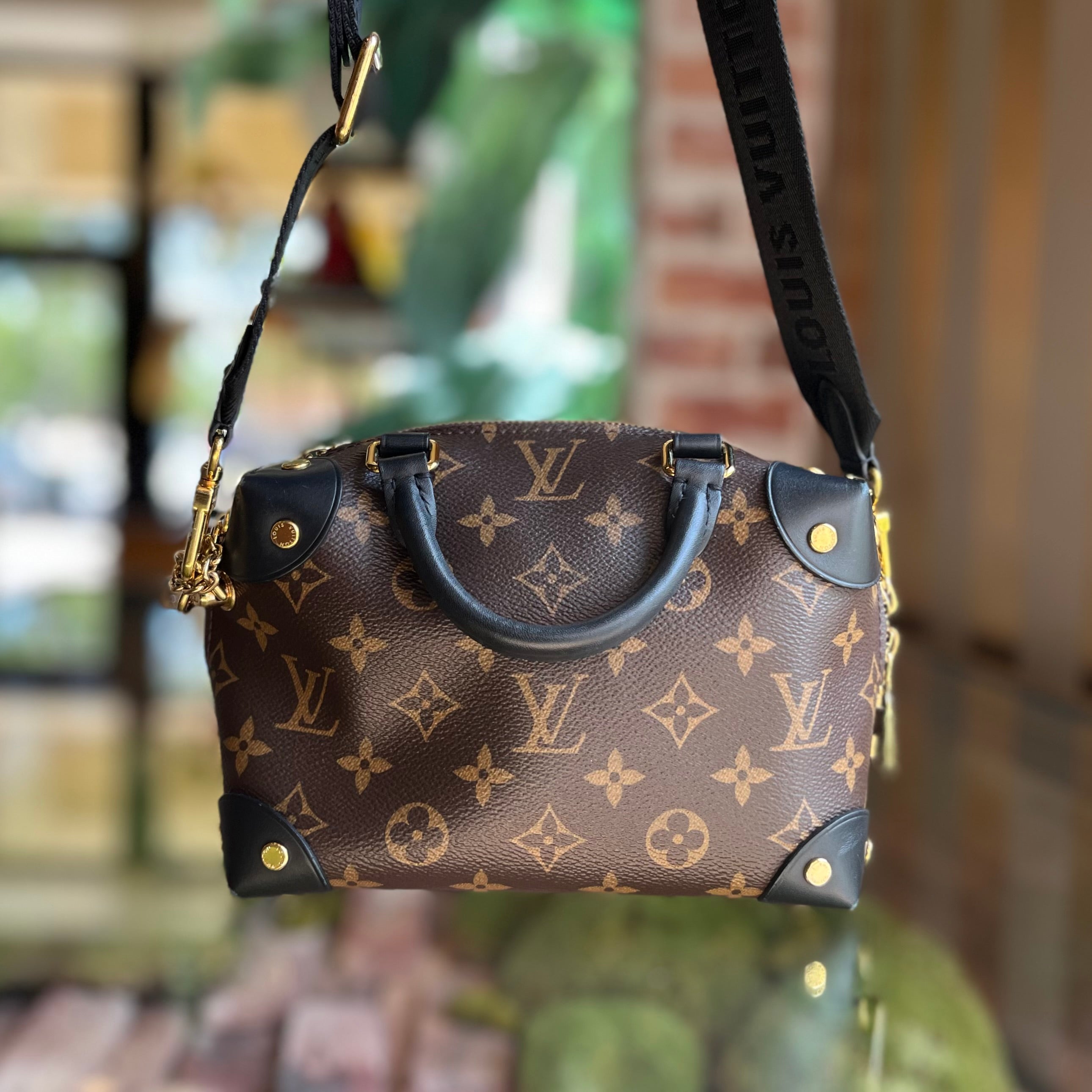 LOUIS VUITTON Petite Malle Souple Black Monogram Canvas Top Handle Bag