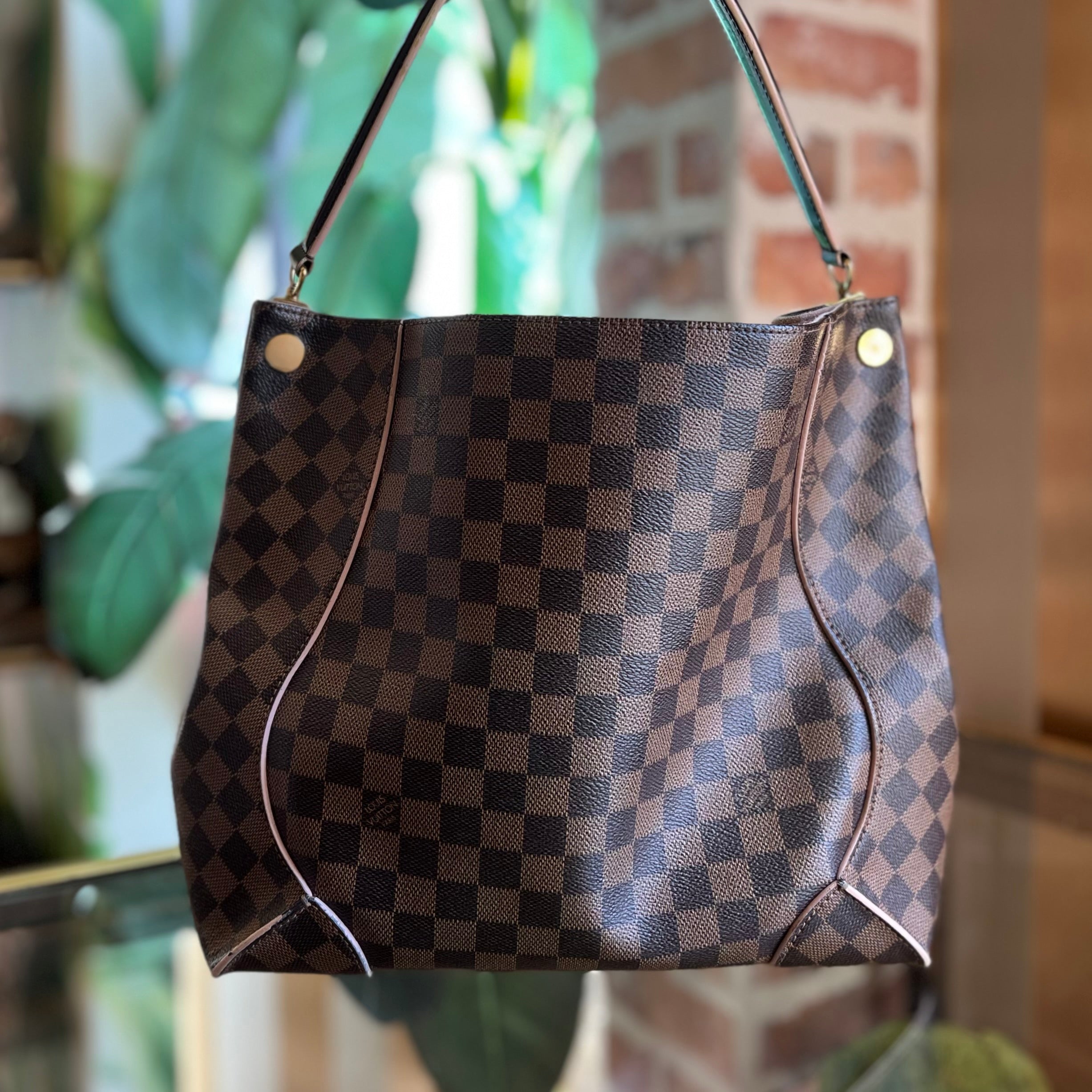 LOUIS VUITTON Caissa Damier Ebene Canvas Hobo Bag