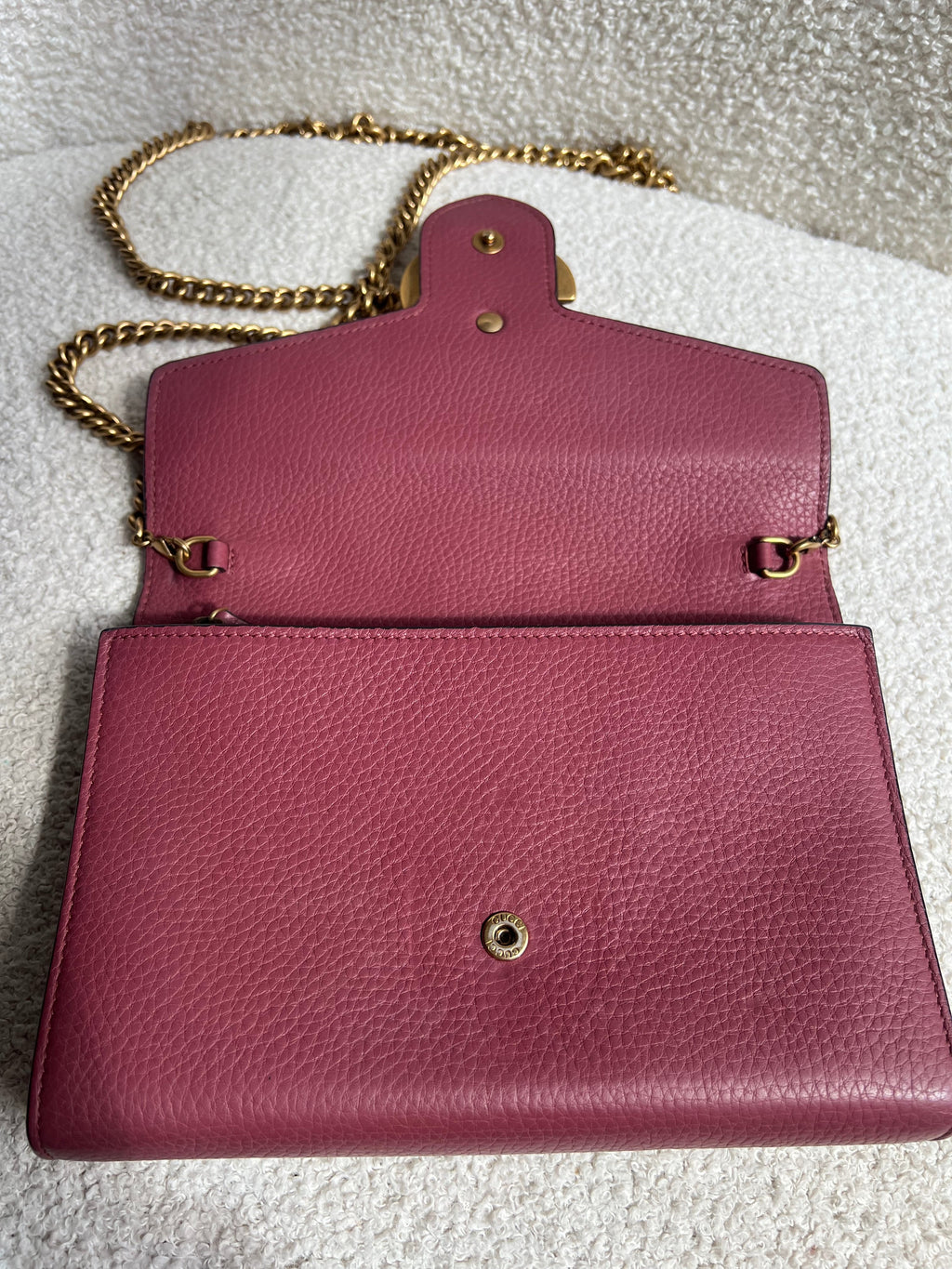 Gucci Rose Pink GG Marmont Chain Wallet (RRP £1195)