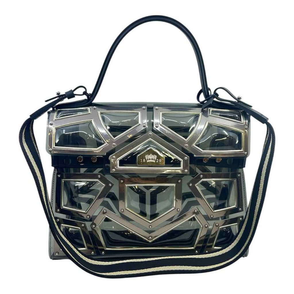 DELVAUX Tempete Le Gladiator Silver, Black PVC Geometric Handbag
