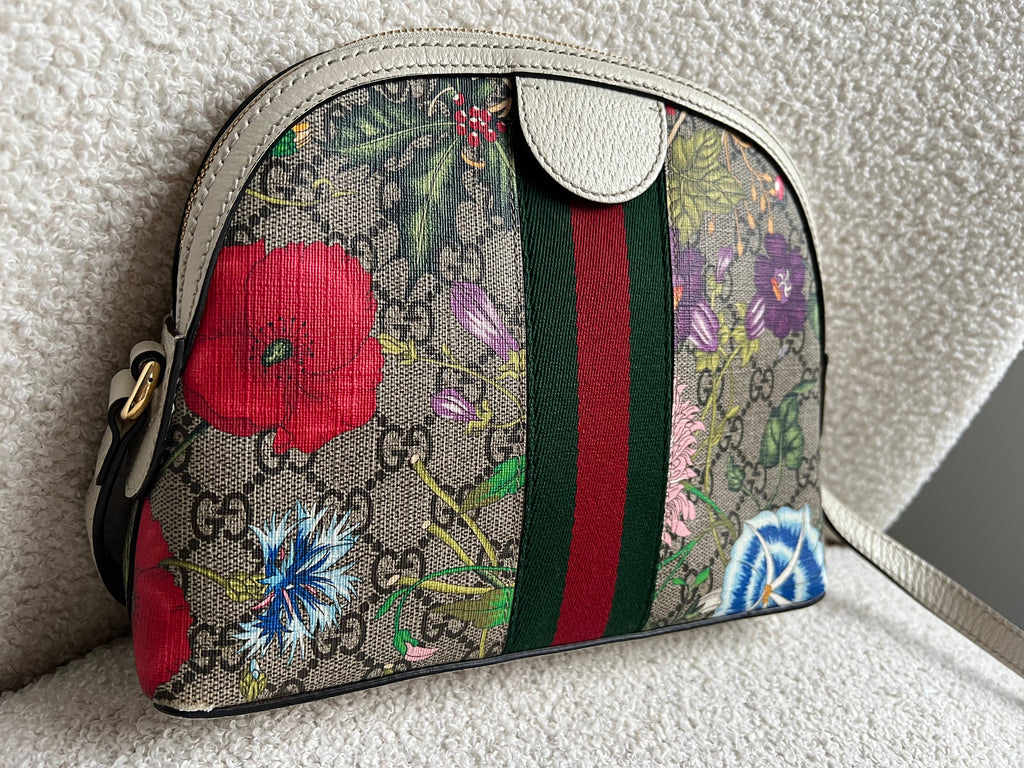 Gucci White Flora Supreme Rounded Top Shoulder Bag (RRP £1,080)