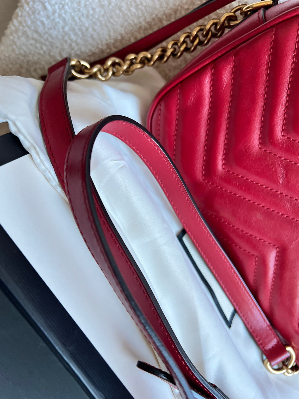 Gucci GG Red Marmont Small Shoulder Bag (RRP £1,440)