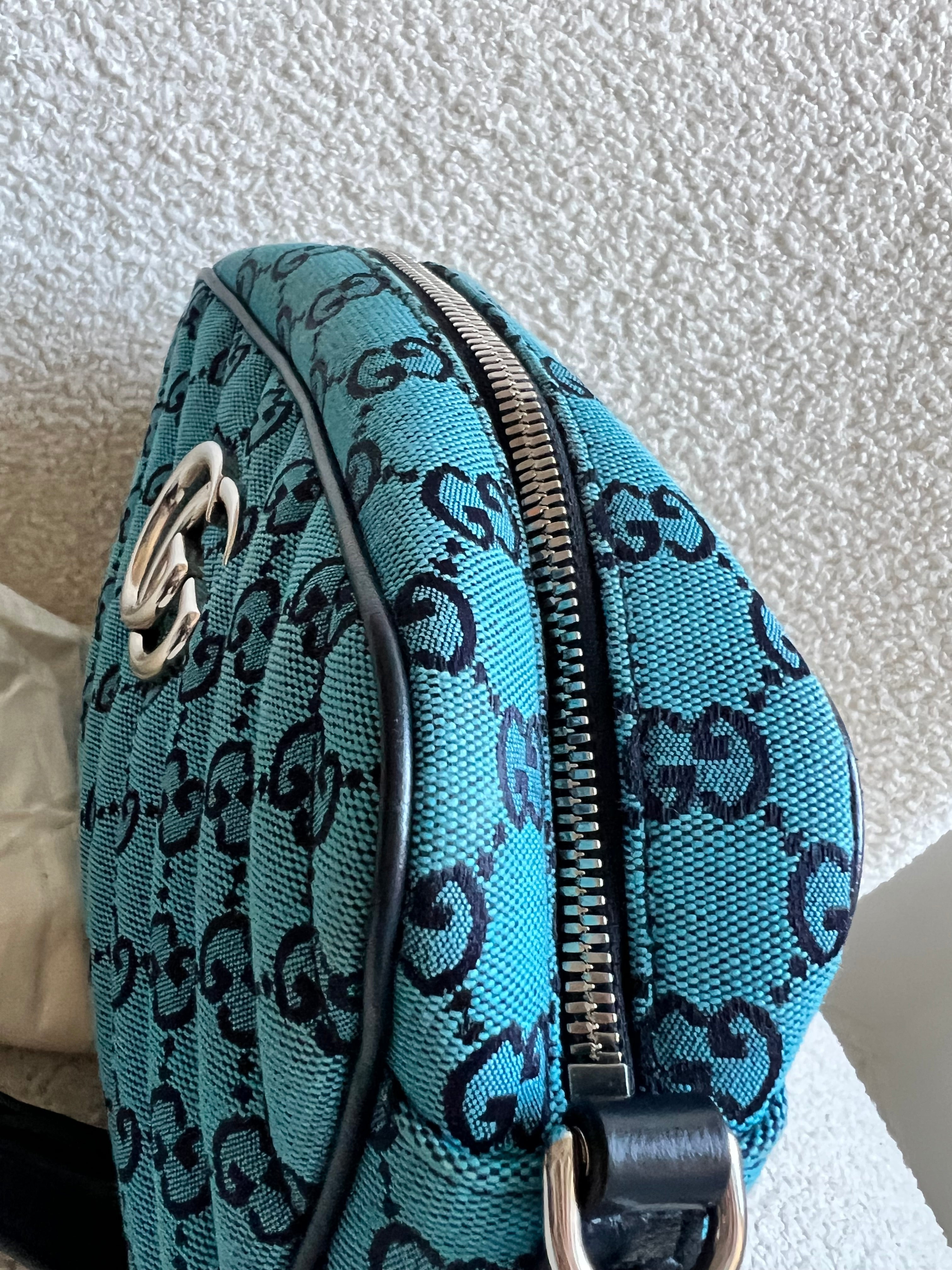 Gucci GG Marmont Blue Canvas Small Shoulder Bag (RRP £1050)