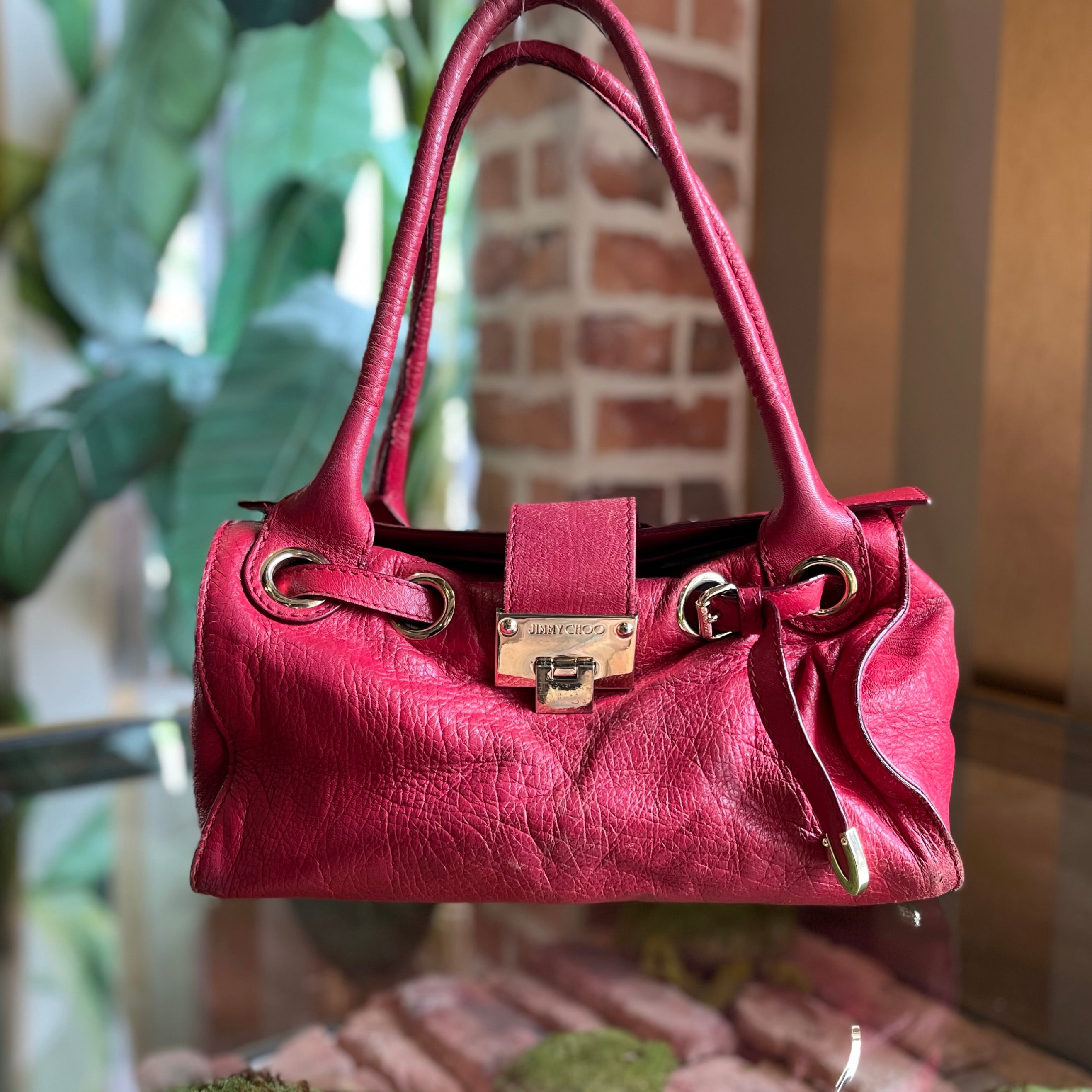 JIMMY CHOO Red Leather Rosalie Satchel