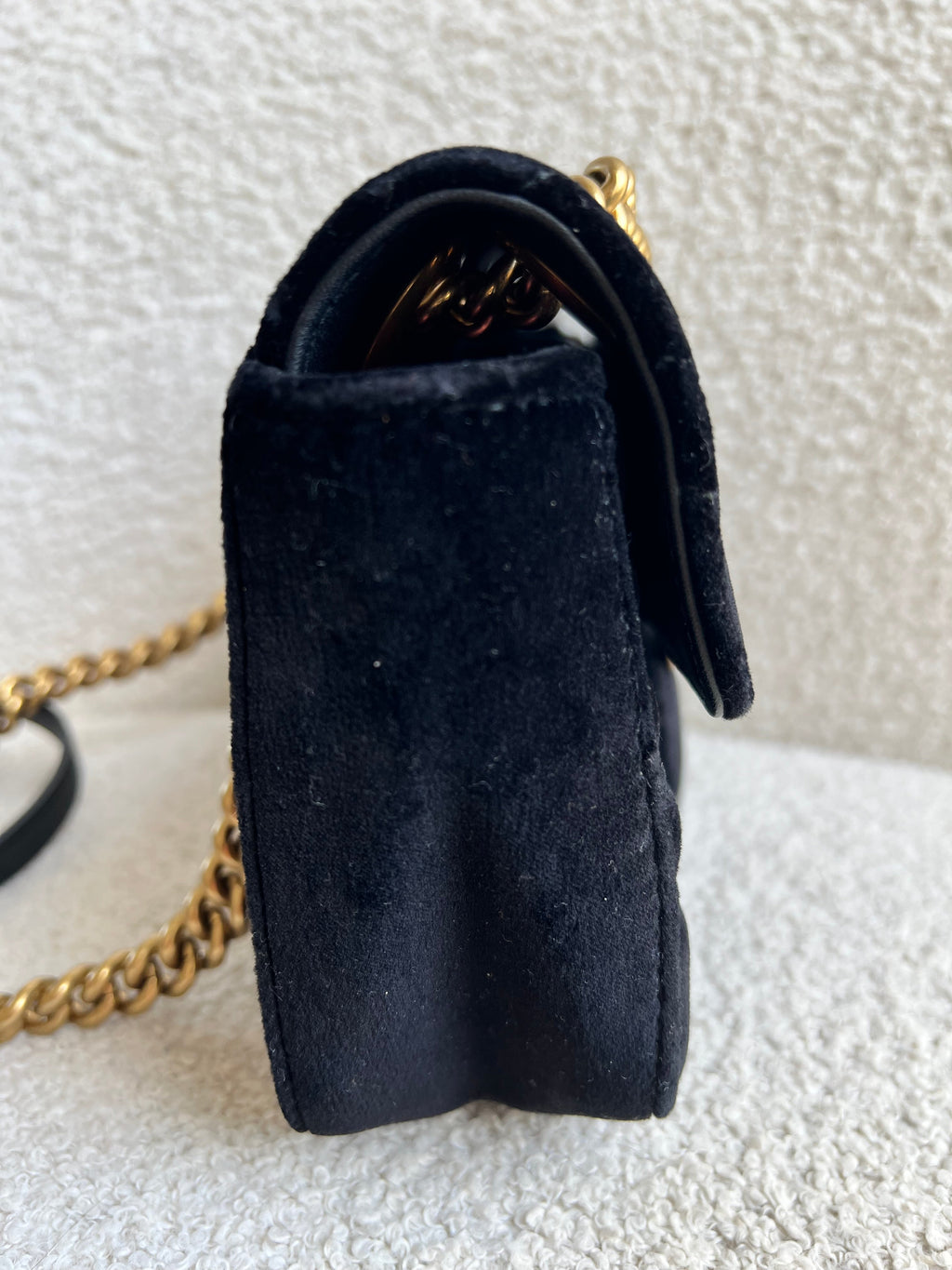 Gucci GG Black Velvet Marmont Mini Shoulder Bag (RRP £1395)