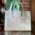 LOUIS VUITTON OnTheGo MM Sunset Kaki Spring in the City Monogram Canvas Tote
