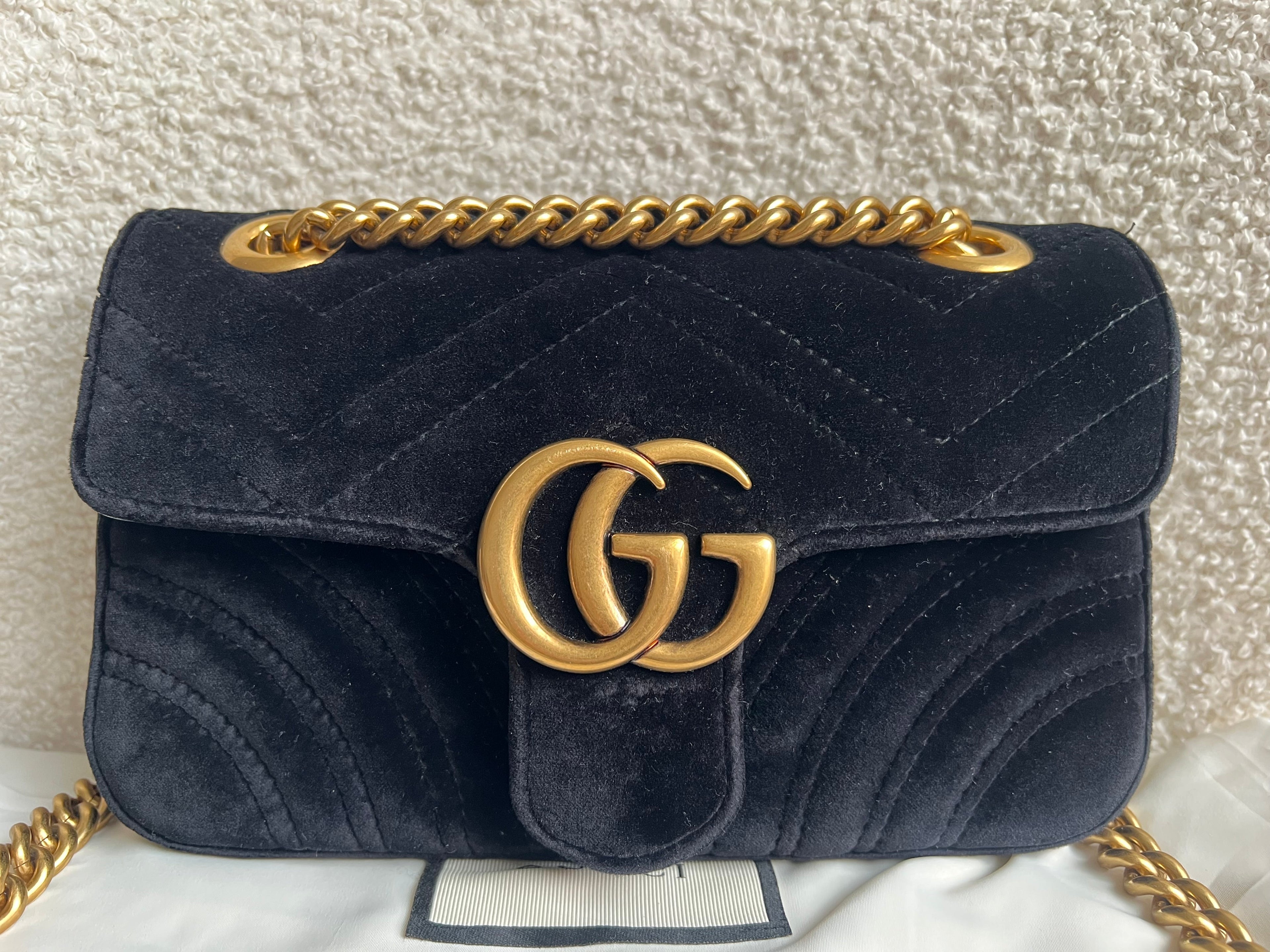 Gucci GG Black Velvet Marmont Mini Shoulder Bag (RRP £1395)