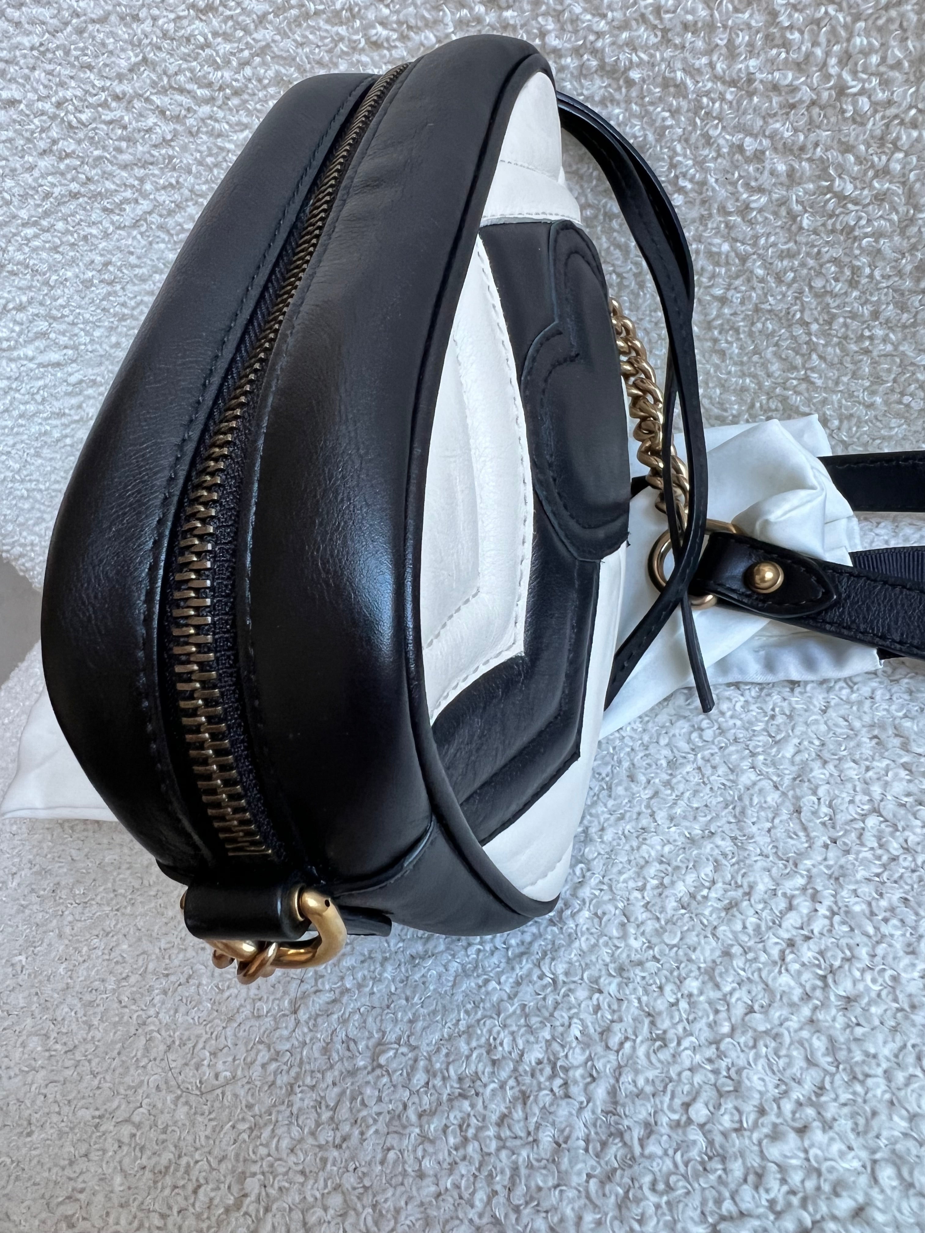 Gucci GG Black and White Marmont Mini Shoulder Bag (RRP £1,360)