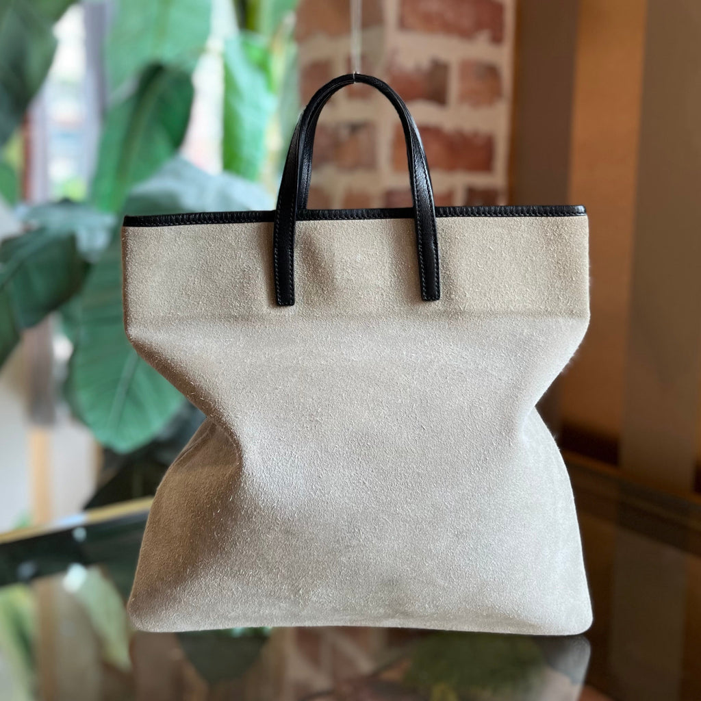 LOEWE Anagram Gray Suede Tote