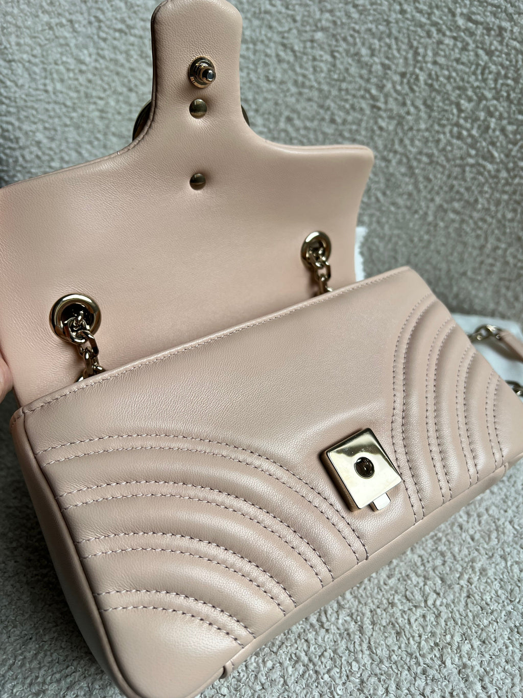 Gucci GG Pink Beige Marmont Mini Shoulder Bag (RRP £1,890)