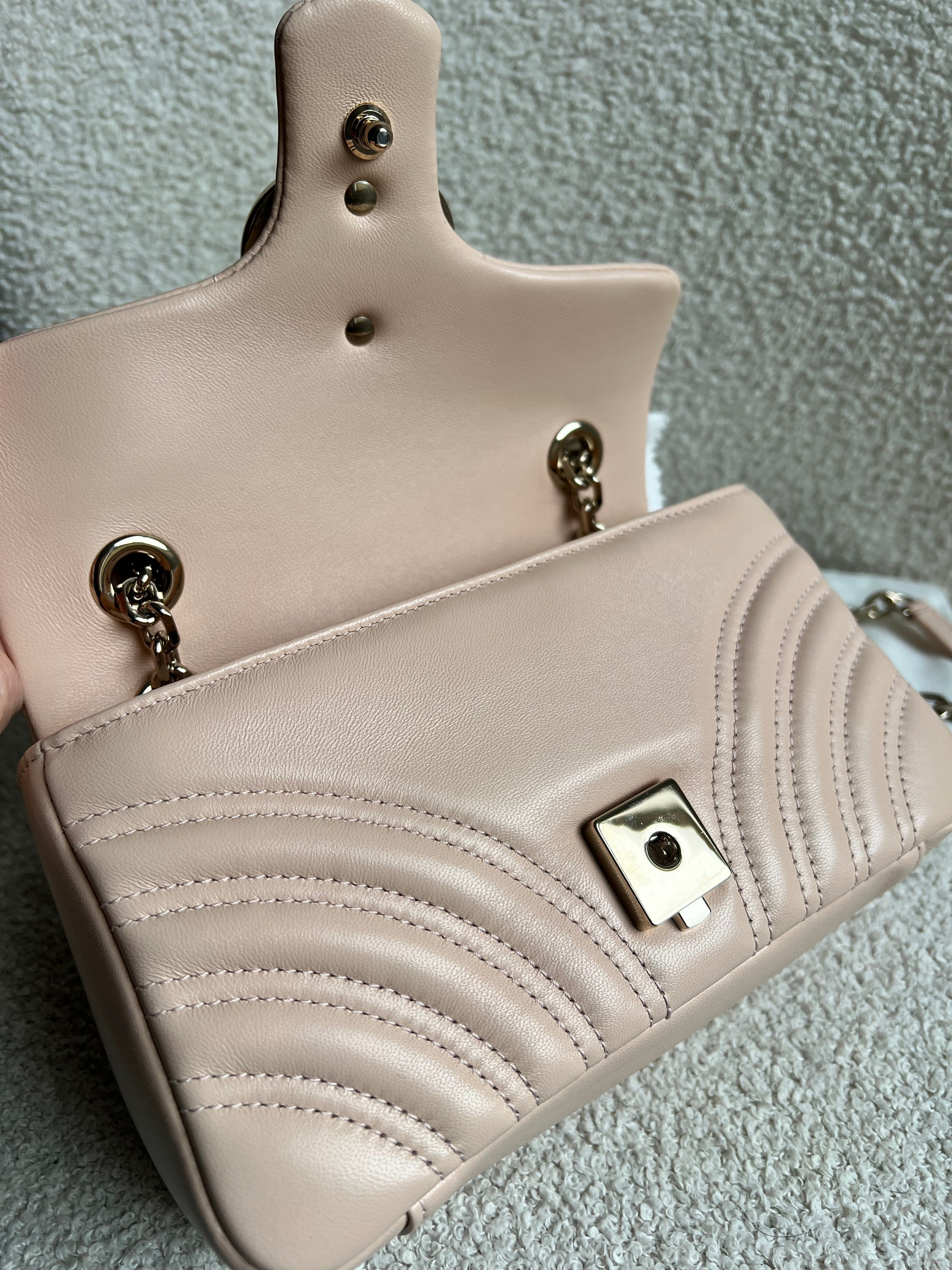 Gucci GG Pink Beige Marmont Mini Shoulder Bag (RRP £1,890)
