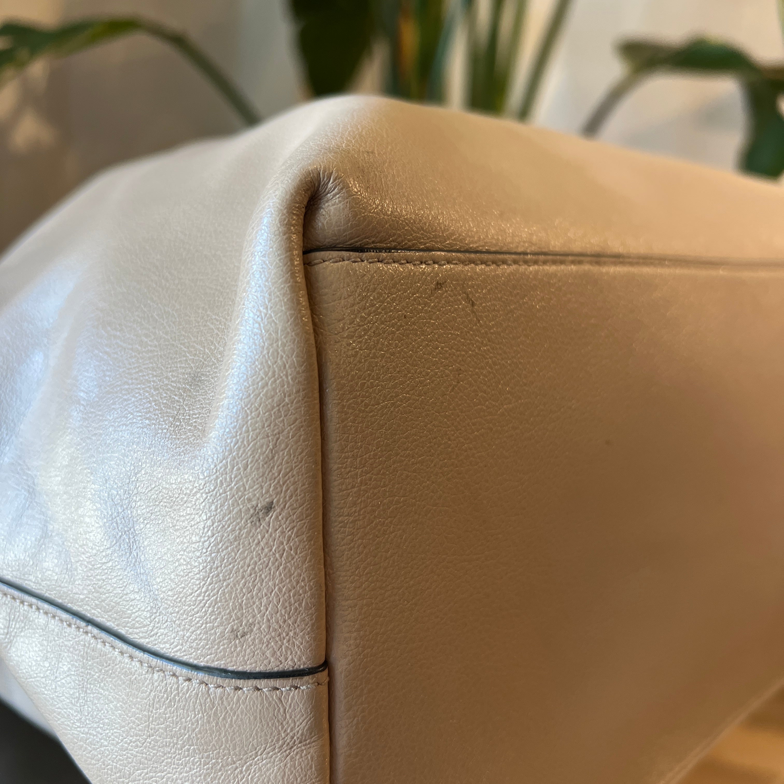 PRADA Argilla Glacé Calf Leather Beige Tote Bag
