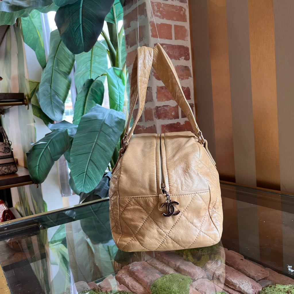 CHANEL Cloudy Bundle Beige Leather Bowler Bag