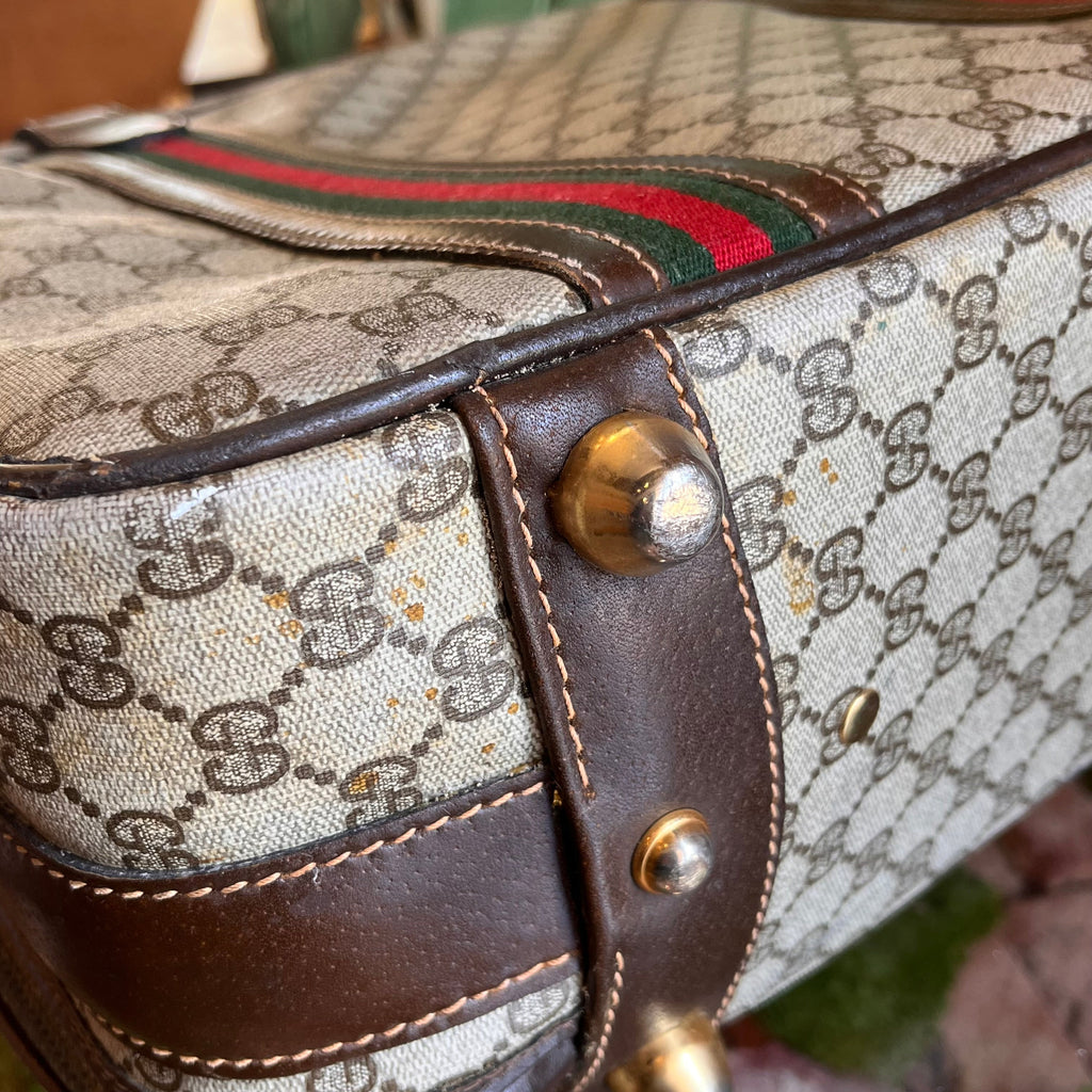 GUCCI Beige GG Supreme Canvas Vintage Suitcase