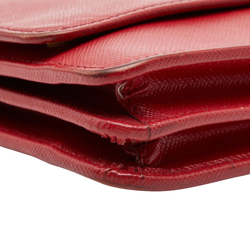 Prada Red Color Leather Shoulder Bag (Pre-Owned)