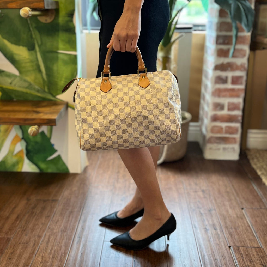 LOUIS VUITTON Speedy 30 Damier Azur Canvas Satchel