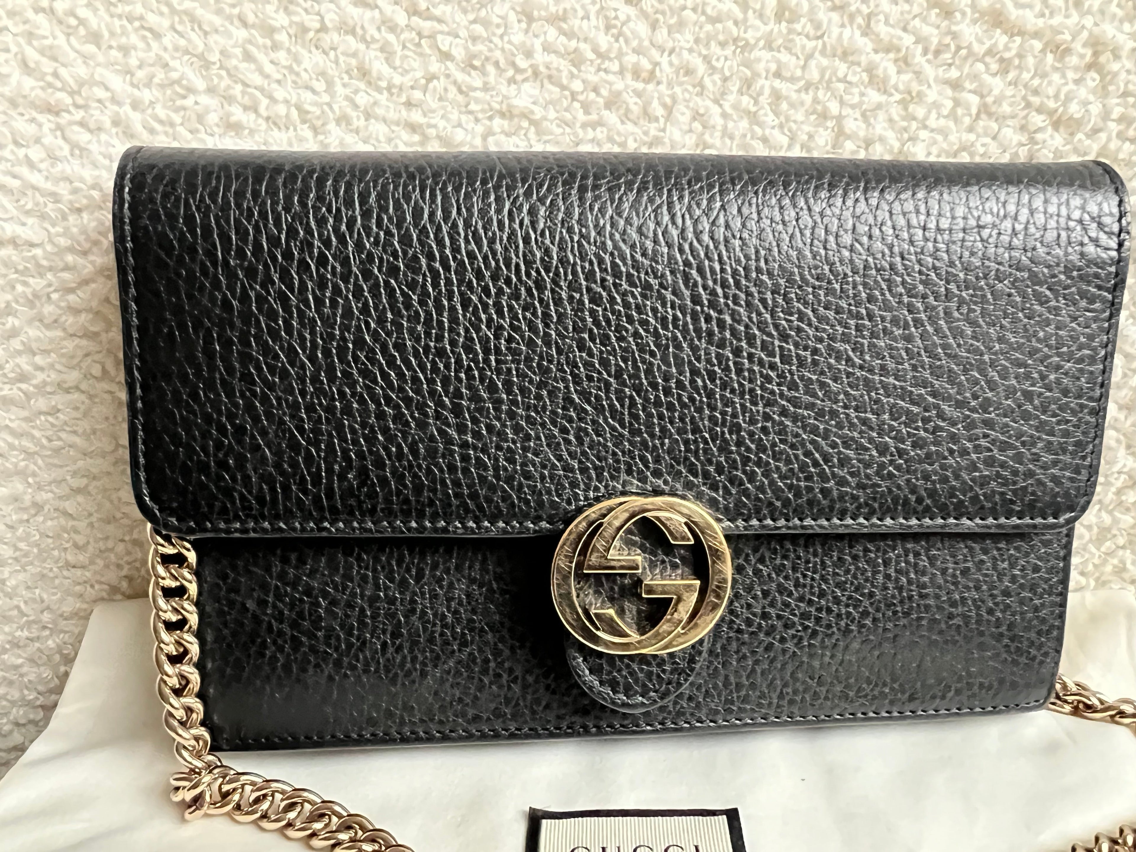 Gucci Black Interlocking GG Chain Wallet