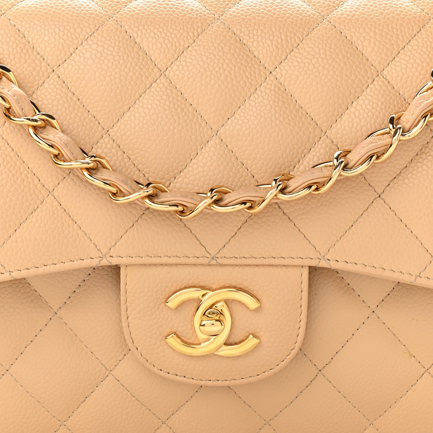 CHANEL JUMBO QUILTED CAVIAR LEATHER DOUBLE FLAP BAG