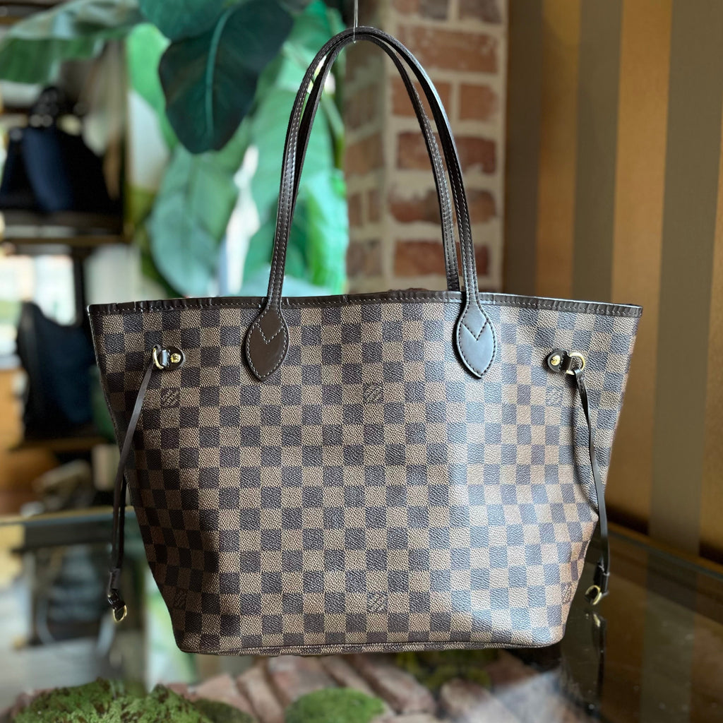 LOUIS VUITTON Neverfull MM Damier Ebene Brown Canvas Tote Bag