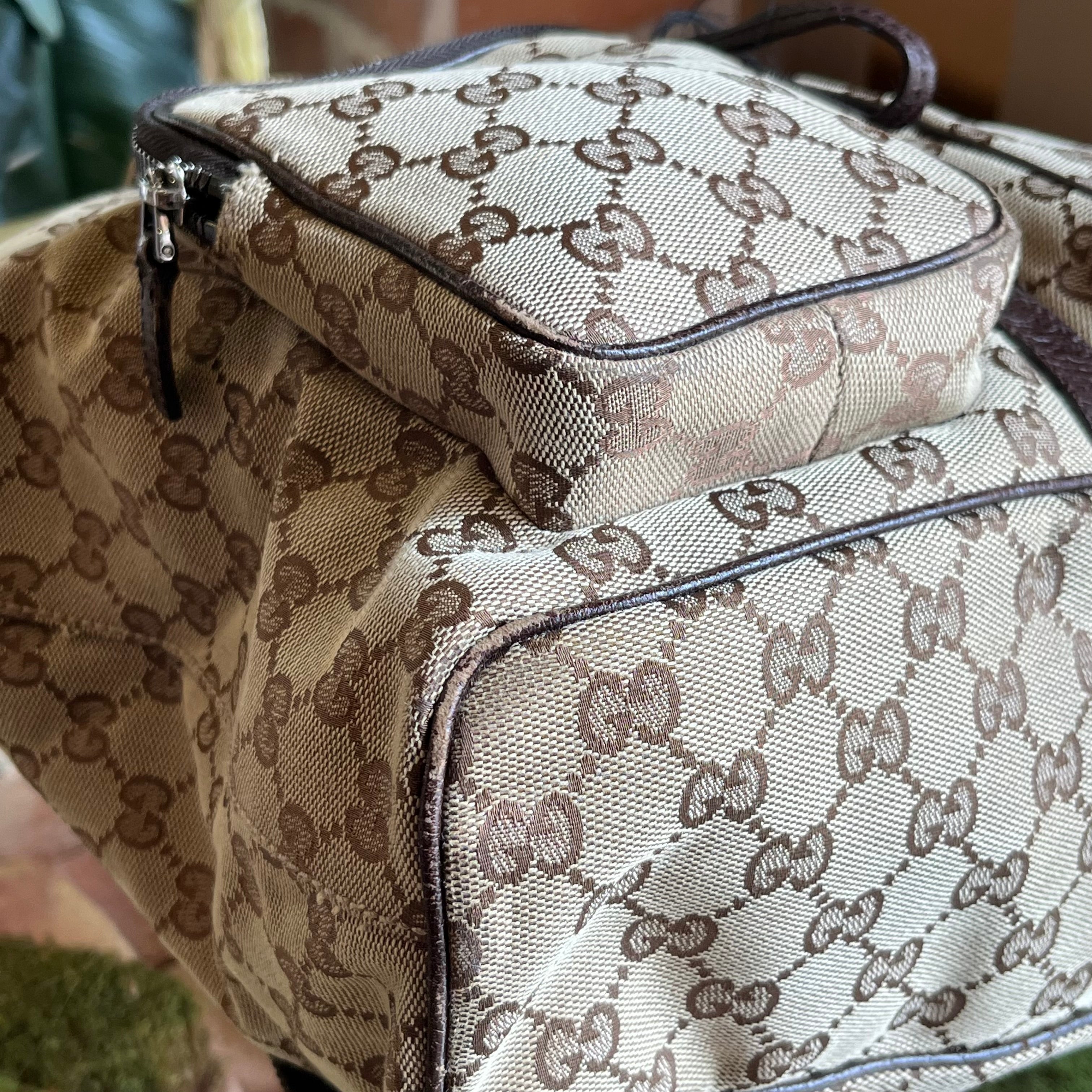GUCCI Piston Lock GG Monogram Canvas Backpack