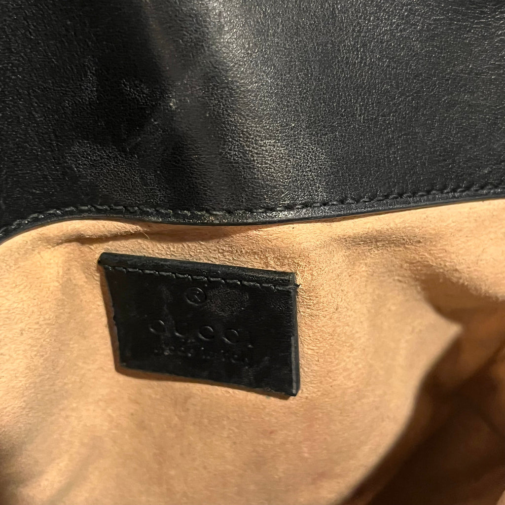 GUCCI GG Marmont Super Mini Black Calfskin Matelassé Crossbody