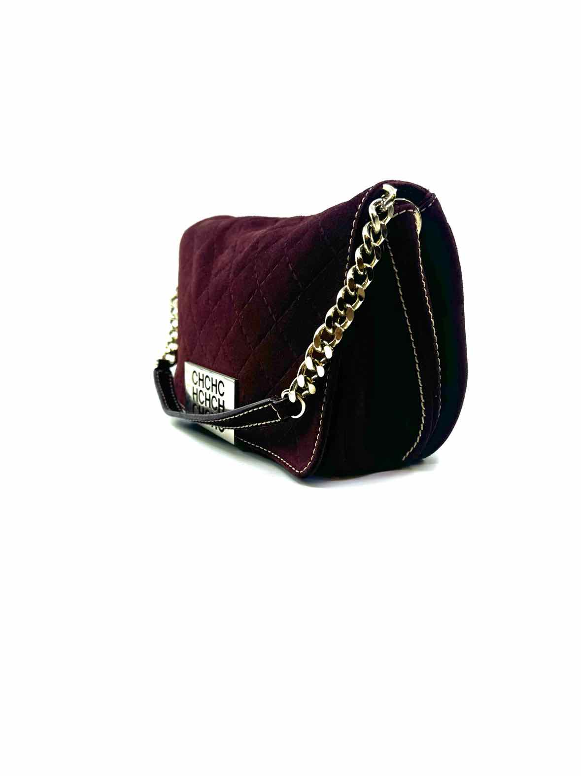 CAROLINA HERRERA Burgundy Suede Handbag