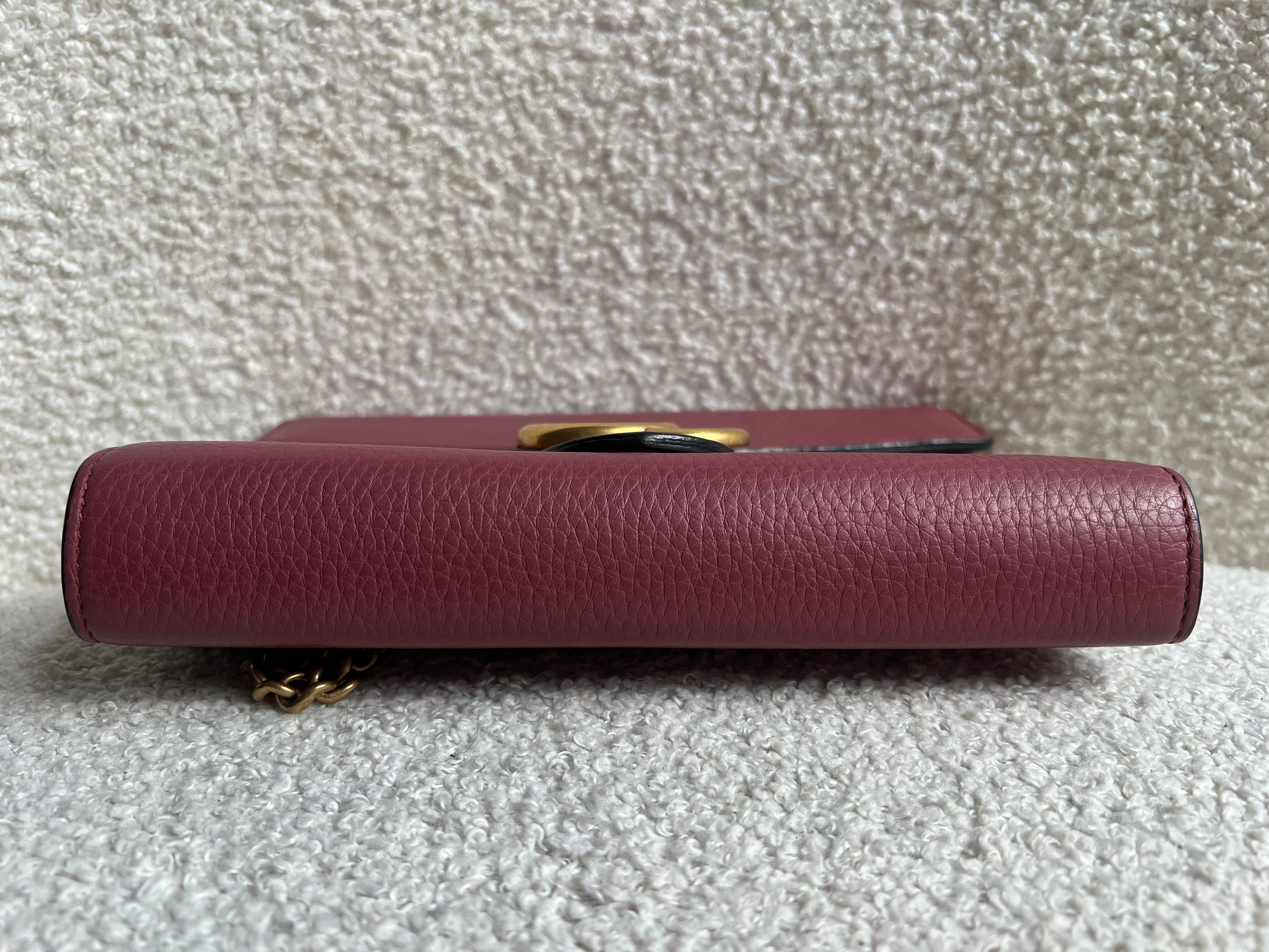 Gucci Rose Pink GG Marmont Chain Wallet (RRP £1195)