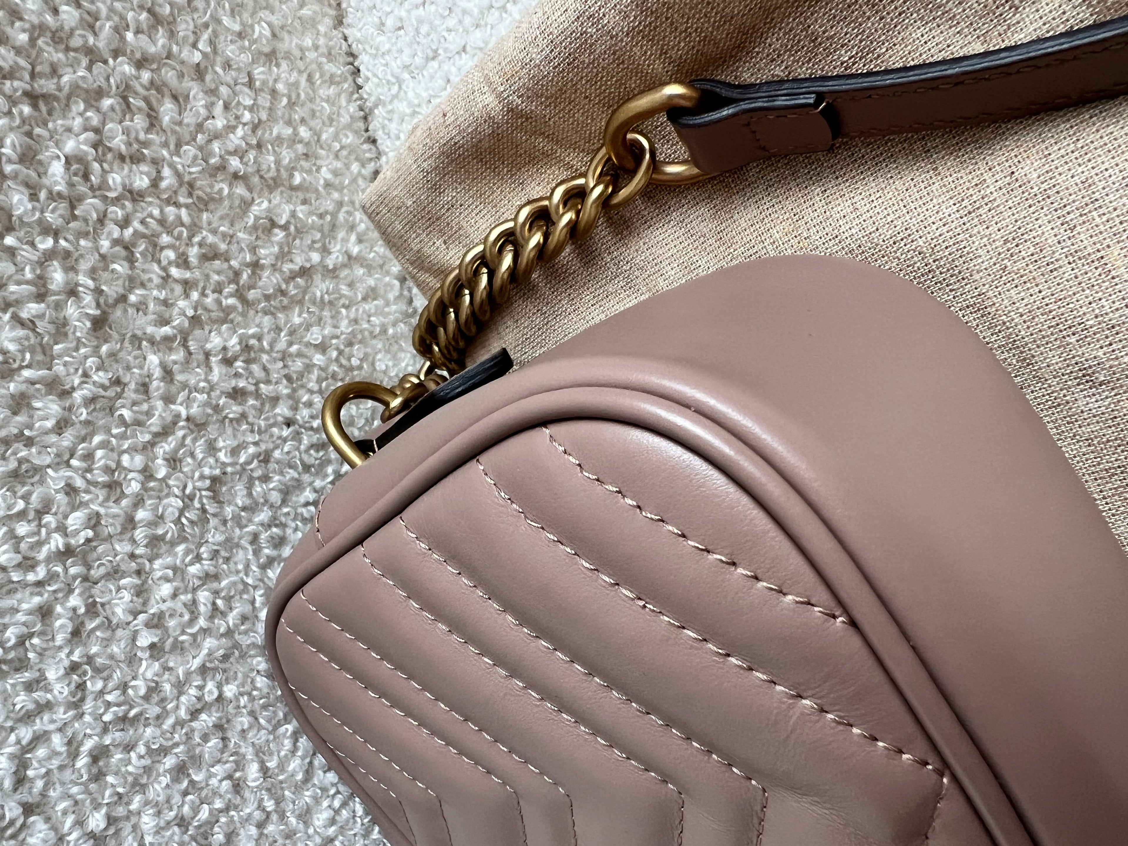 Gucci GG Marmont Porcelain Rose Small Shoulder Bag (RRP £1440)