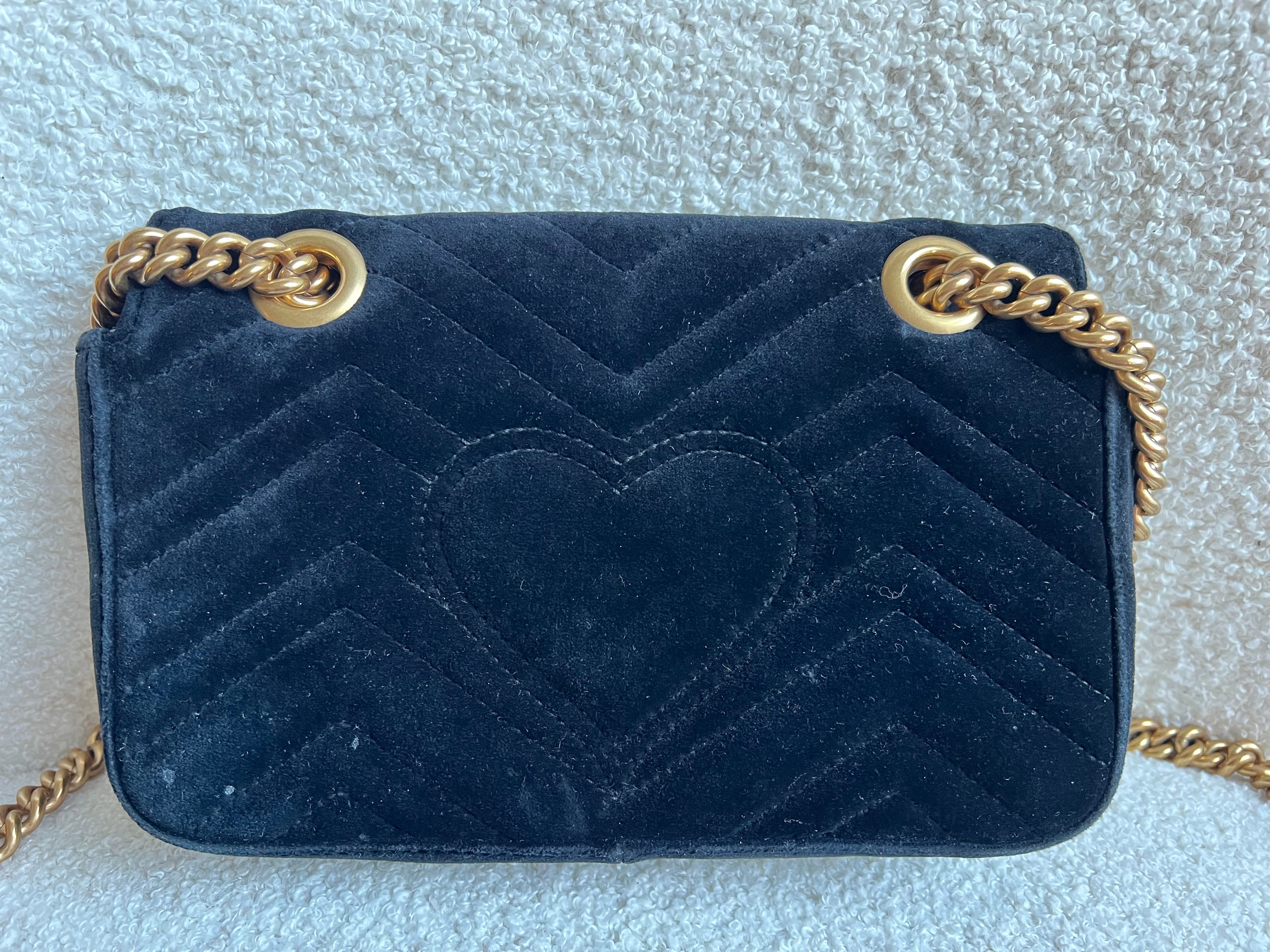 Gucci GG Black Velvet Marmont Mini Shoulder Bag (RRP £1395)