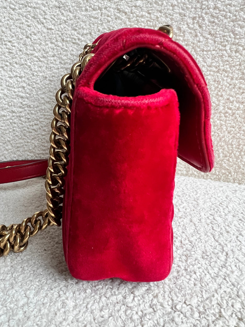 Gucci GG Mini Red Velvet Marmont Mini Shoulder Bag (RRP £1295)