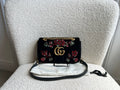 Gucci GG Black Velvet Embellished Marmont Mini Shoulder Bag