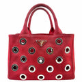 PRADA Red Canvas Eyelet Handbag