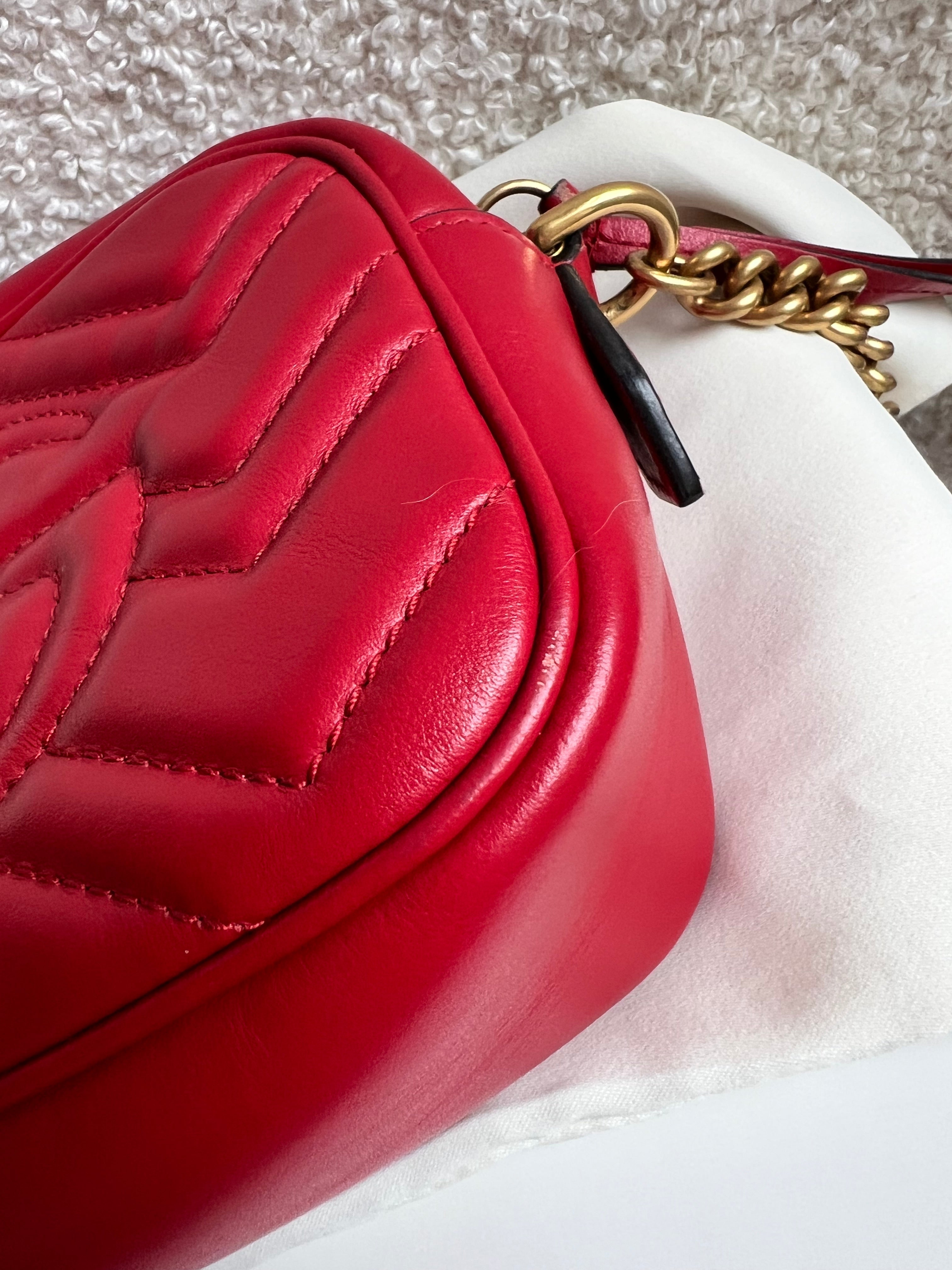 Gucci GG Hibiscus Red Marmont Mini Shoulder Bag (RRP £1360)