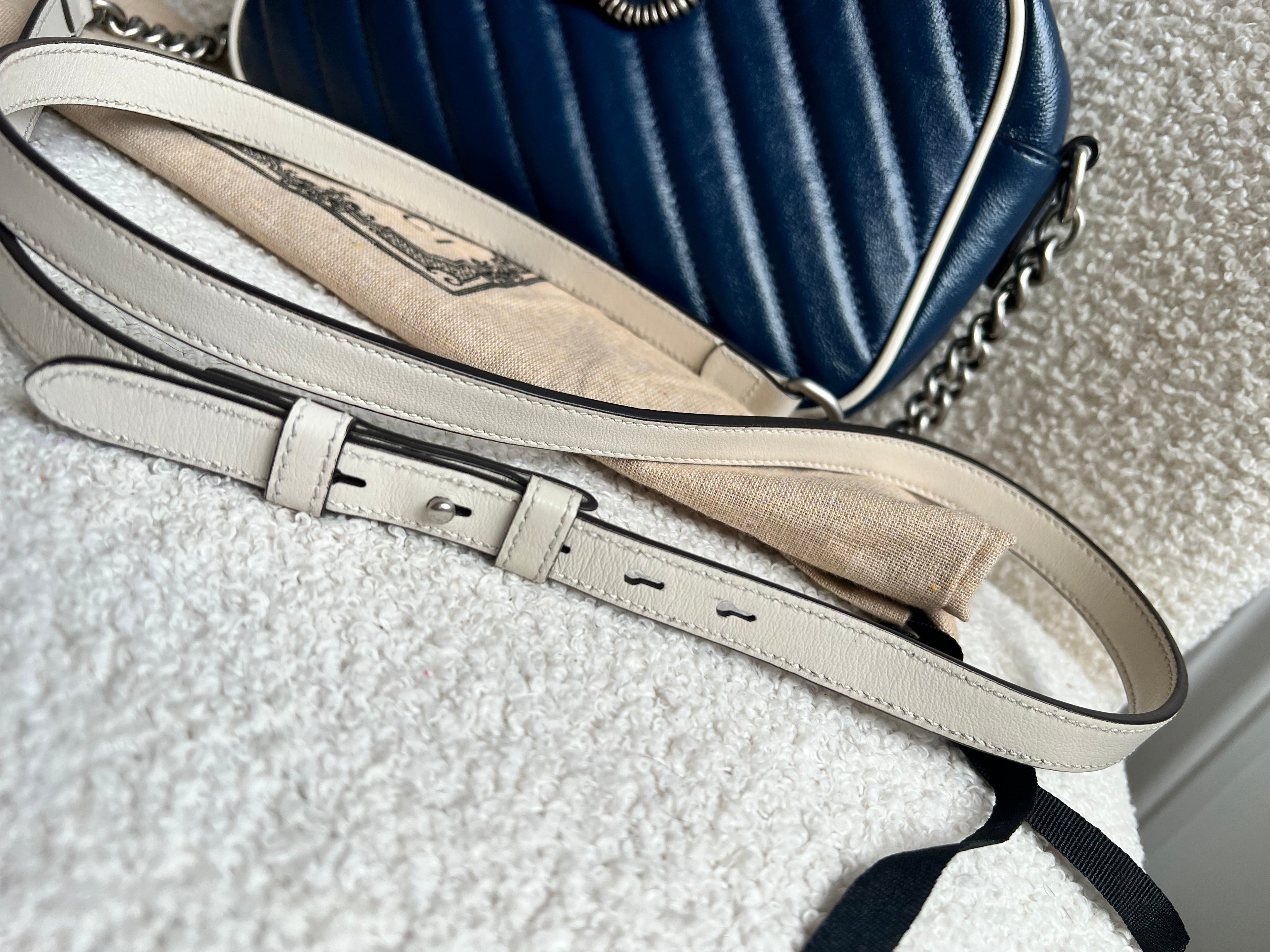 Gucci Torchon GG Navy Marmont Small Shoulder Bag