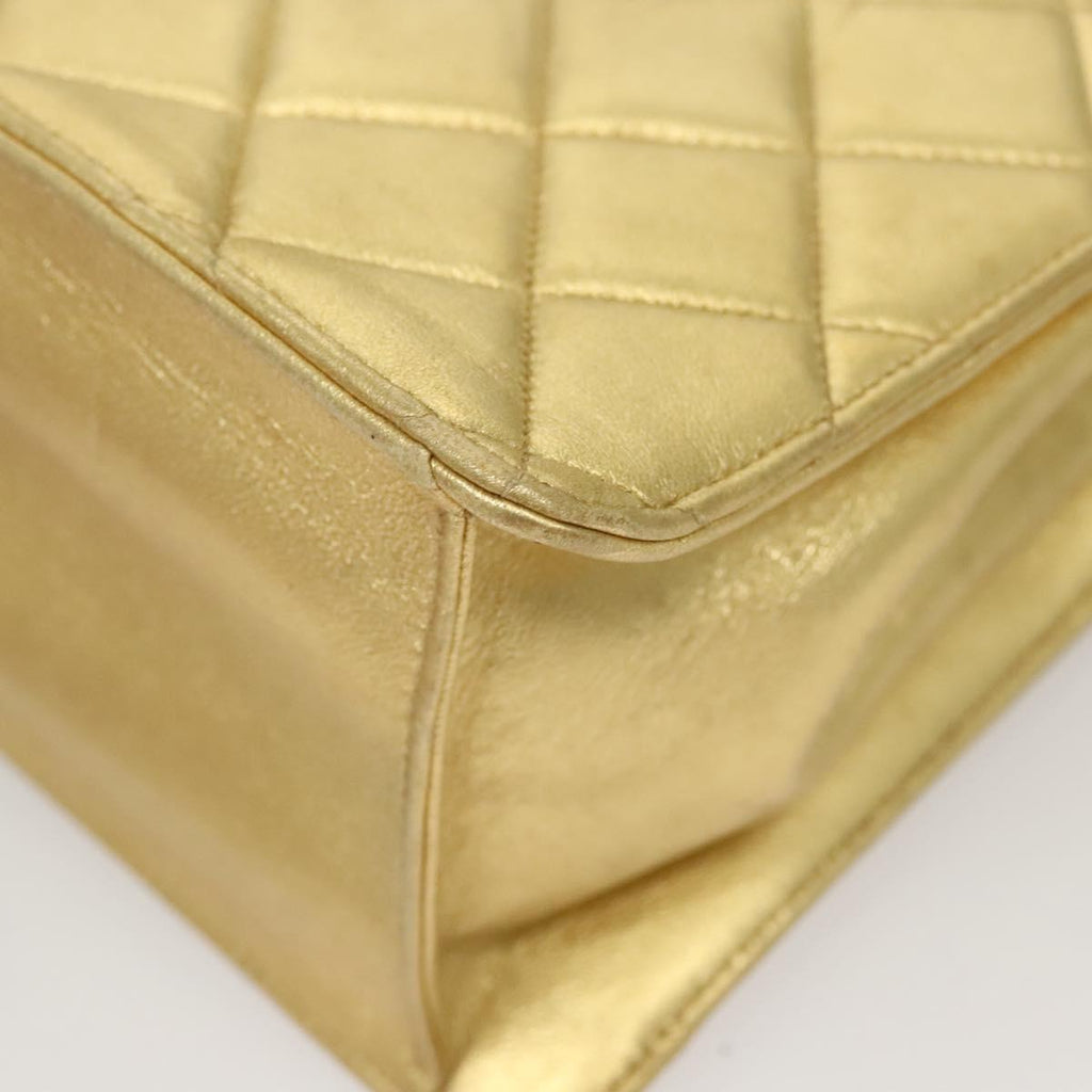 Chanel Matelassé Lambskin Leather Gold Leather Handbag (Pre-Owned)
