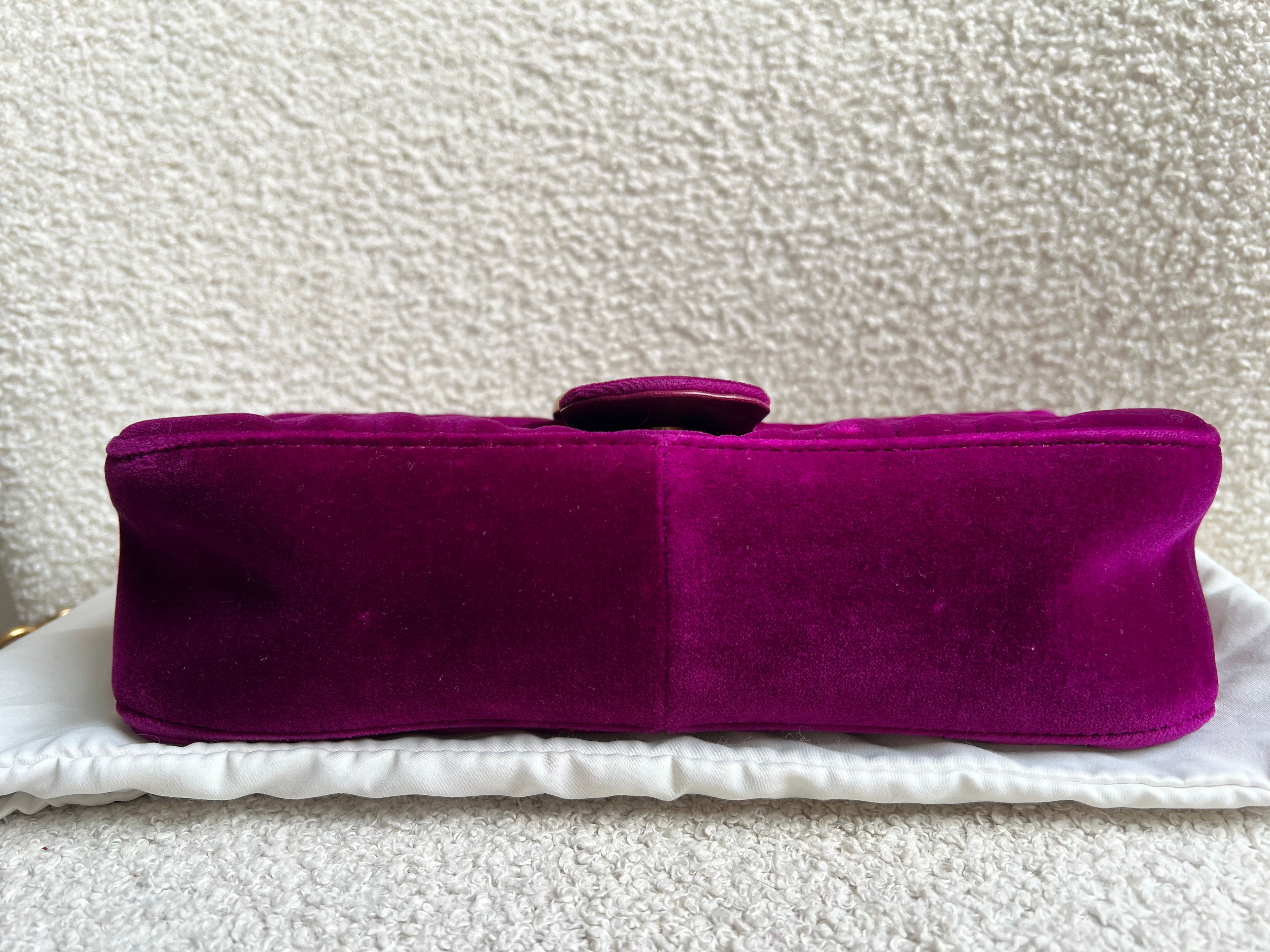Gucci GG Fuchsia Velvet Marmont Small Shoulder Bag (RRP £1490)