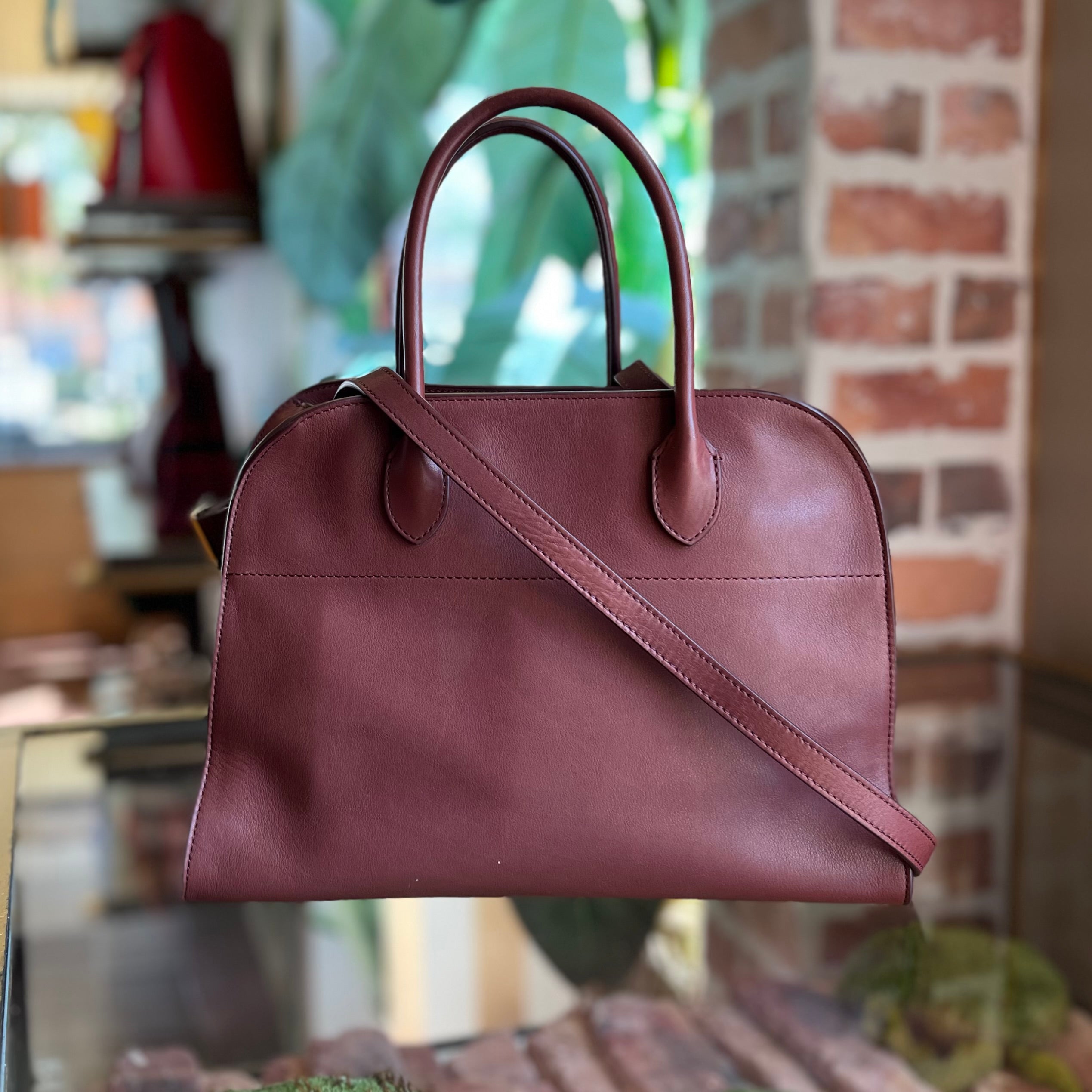 THE ROW Margaux 12 Brown Calfskin Tote Bag