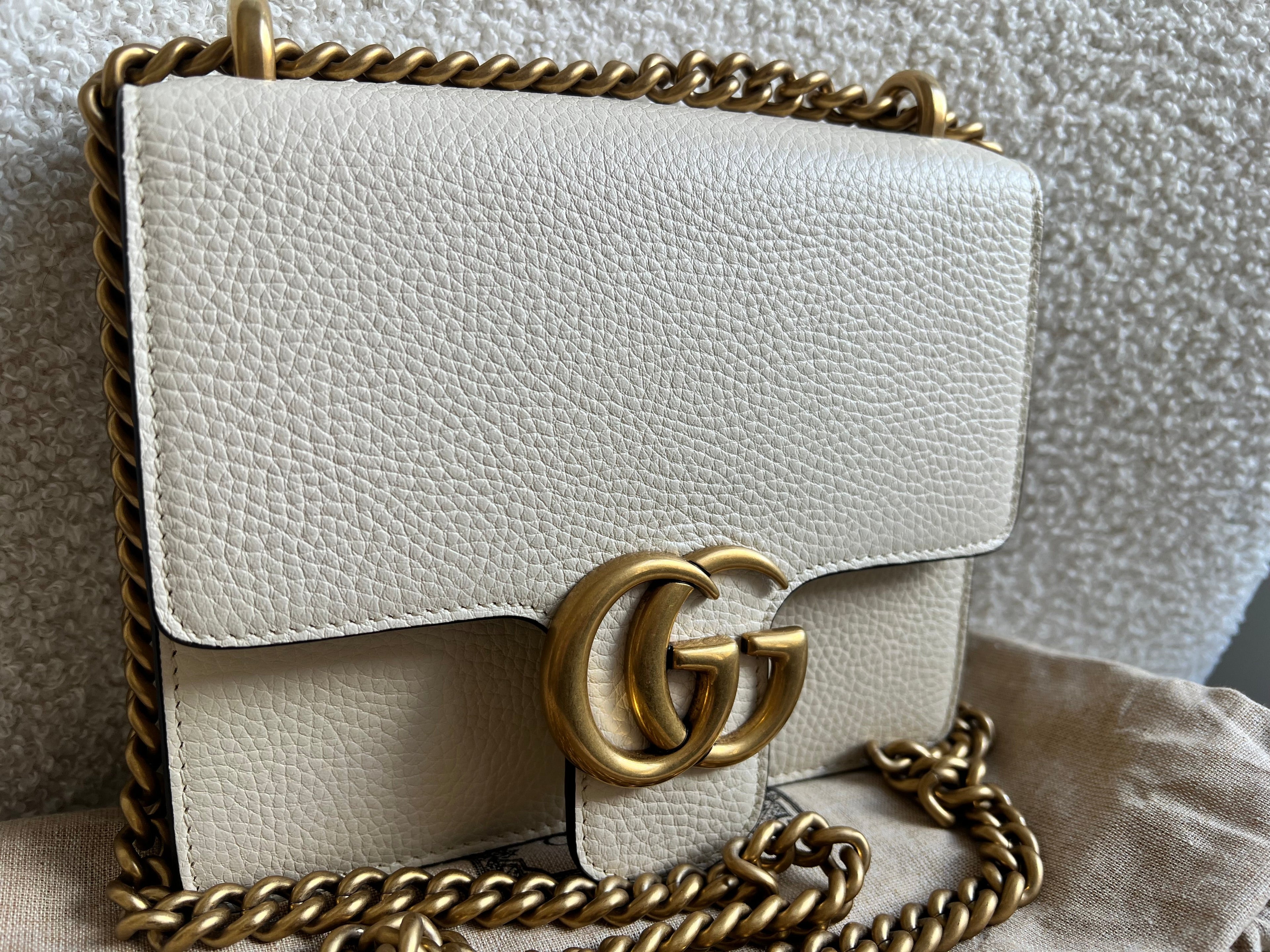 Gucci Cream GG Marmont Chain Mini Bag