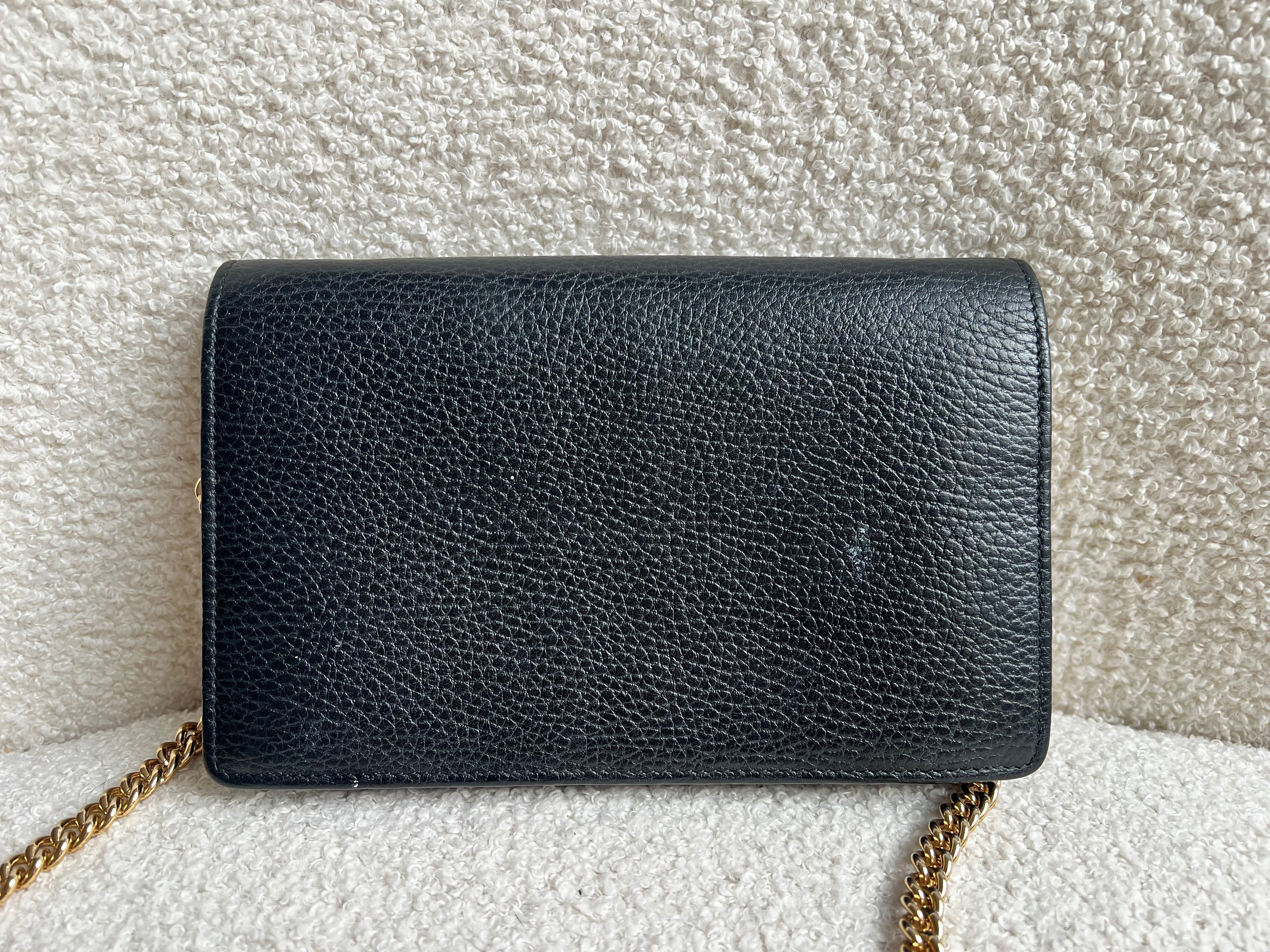 Gucci Black GG Marmont Chain Wallet (RRP £790)
