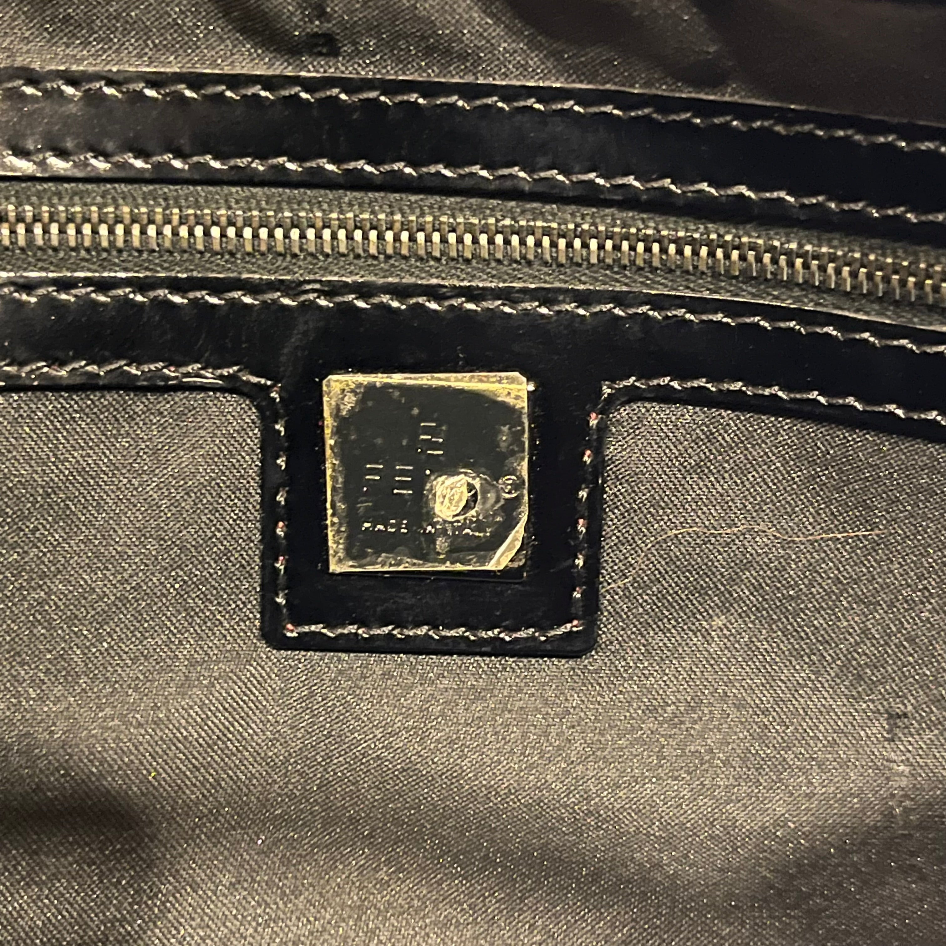 FENDI Bauletto Mini Black Suede Satchel Bag