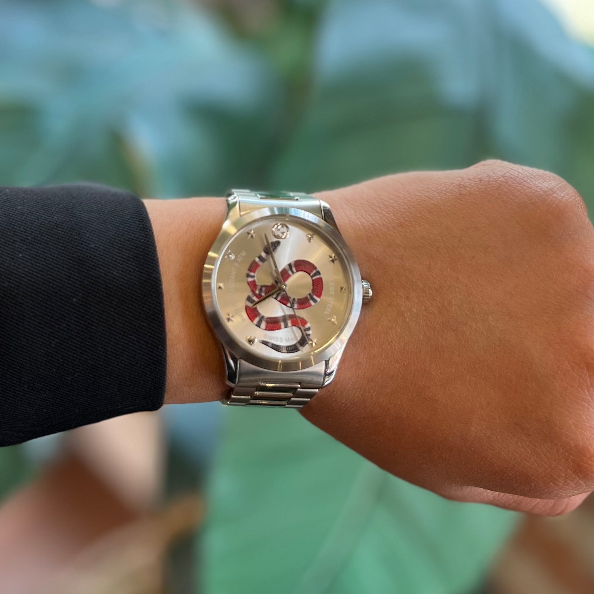 GUCCI G-Timeless King Snake Quartz Stainless Steel Watch