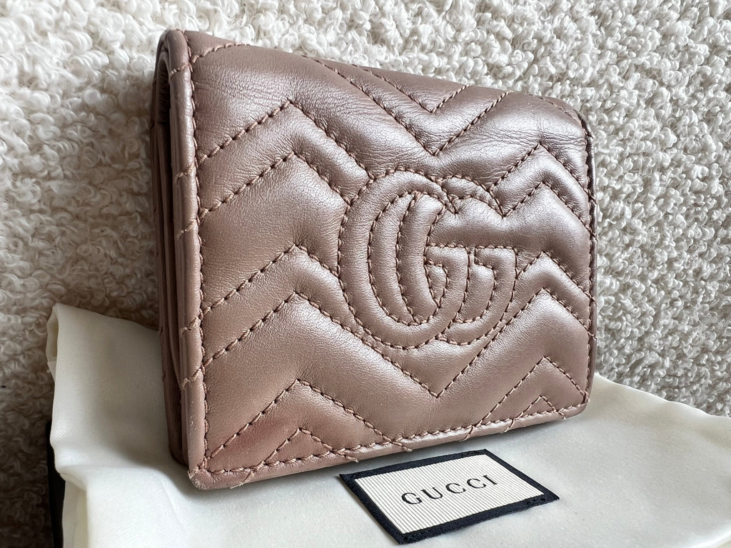 Gucci GG Dusty Pink Marmont Matelassé Card Case Wallet (RRP £410)
