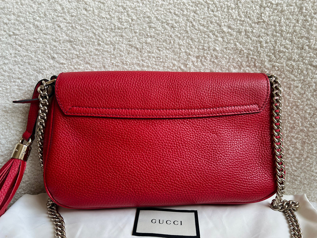 Gucci Red Soho Chain Crossbody Flap Bag