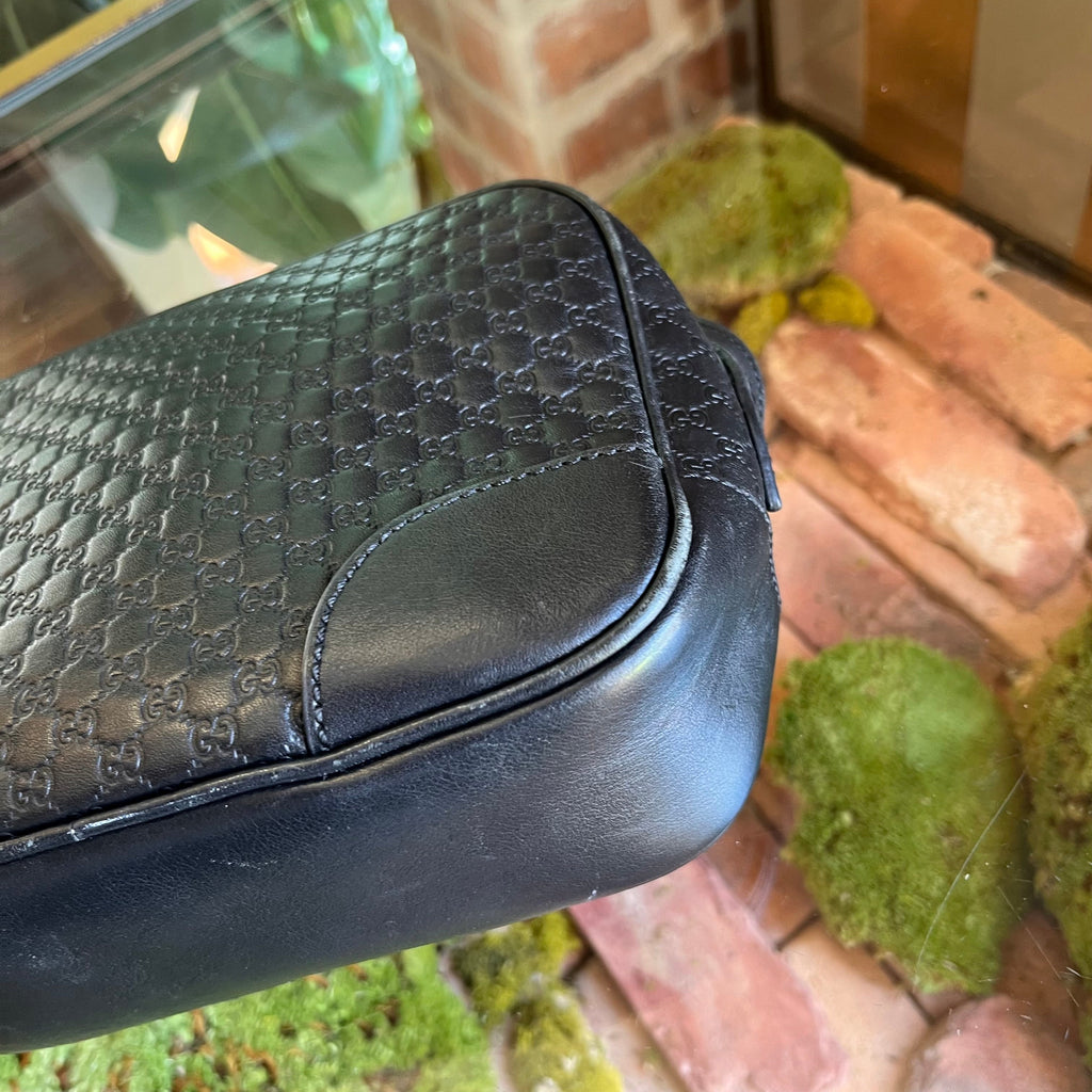 GUCCI Bree Black Guccissima Leather Crossbody Bag