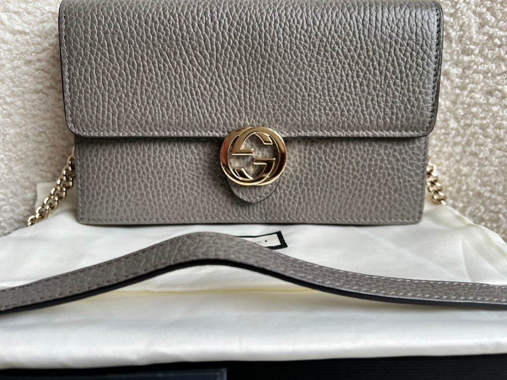 Gucci Dollar Grey Interlocking Chain Wallet