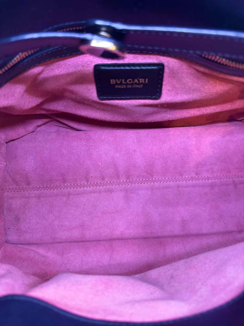 BVLGARI Taupe, black Leather Solid Handbag